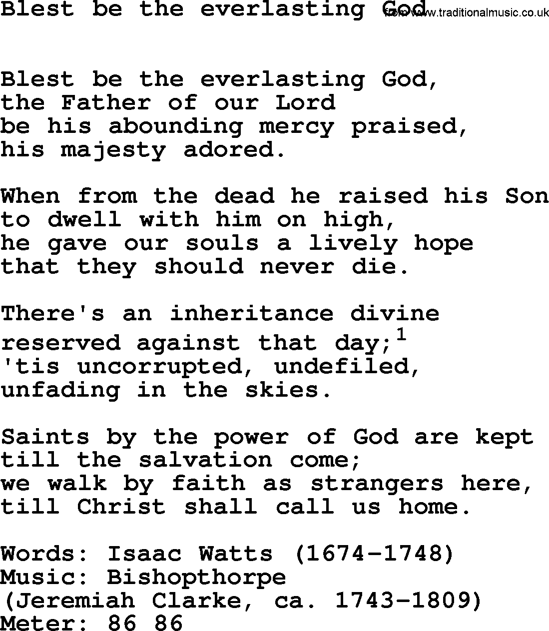 Easter Hymns, Hymn: Blest Be The Everlasting God, lyrics with PDF