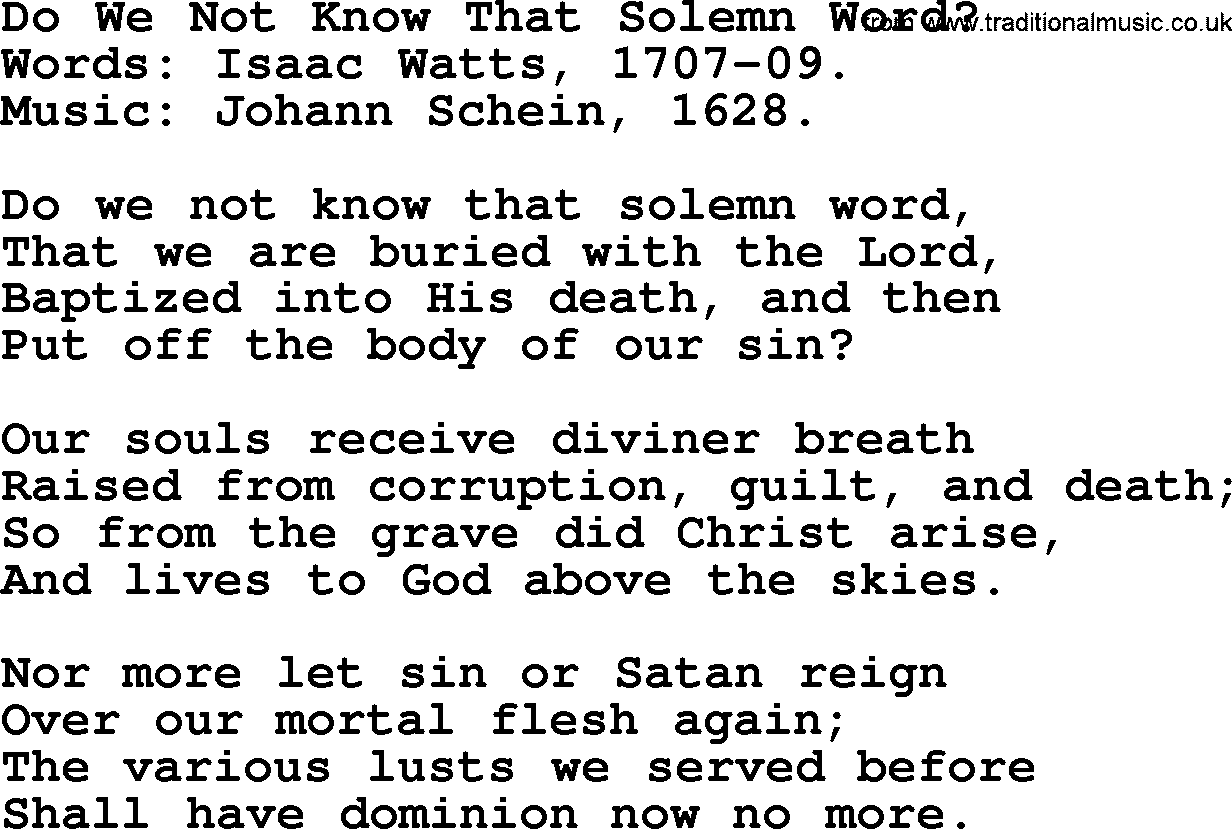 Easter Hymns, Hymn: Do We Not Know That Solemn Word, lyrics with PDF
