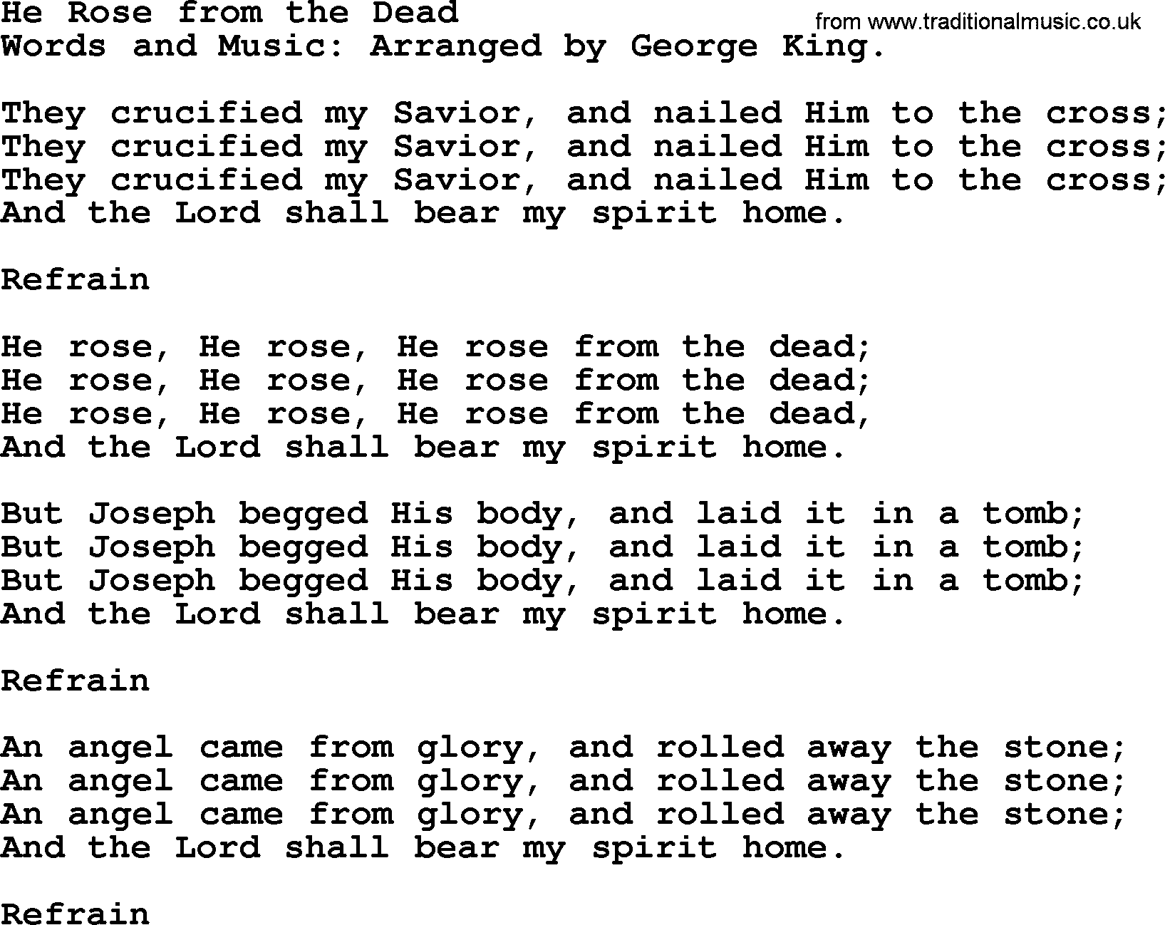 Easter Hymns, Hymn: He Rose From The Dead, lyrics with PDF