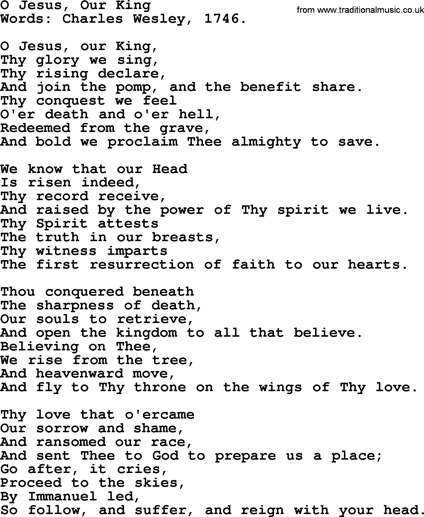 Easter Hymns, Hymn: O Jesus, Our King, lyrics with PDF