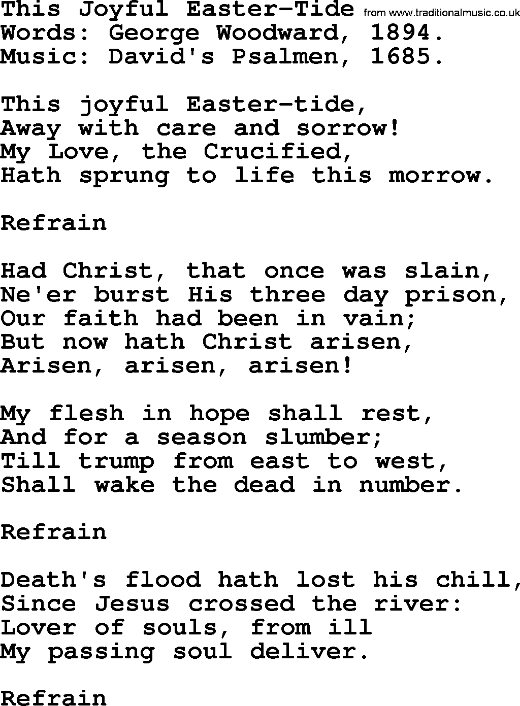 Easter Hymns, Hymn: This Joyful Easter-tide, lyrics with PDF