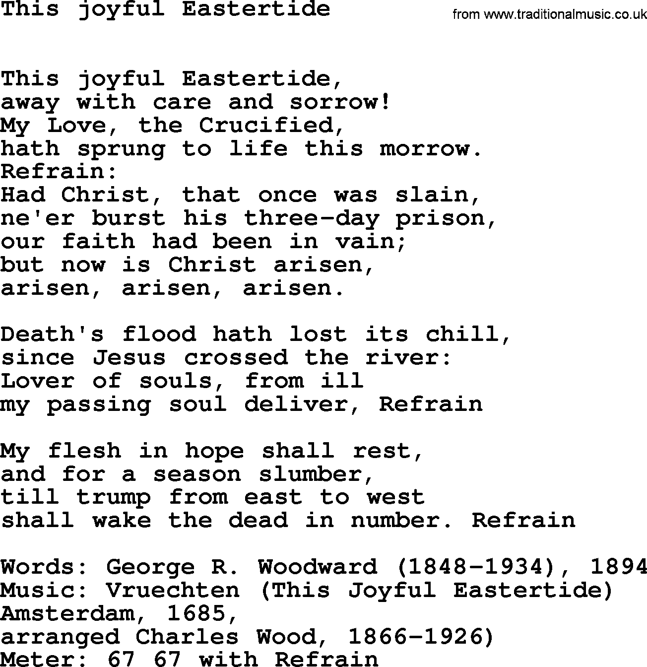 Easter Hymns, Hymn: This Joyful Eastertide, lyrics with PDF
