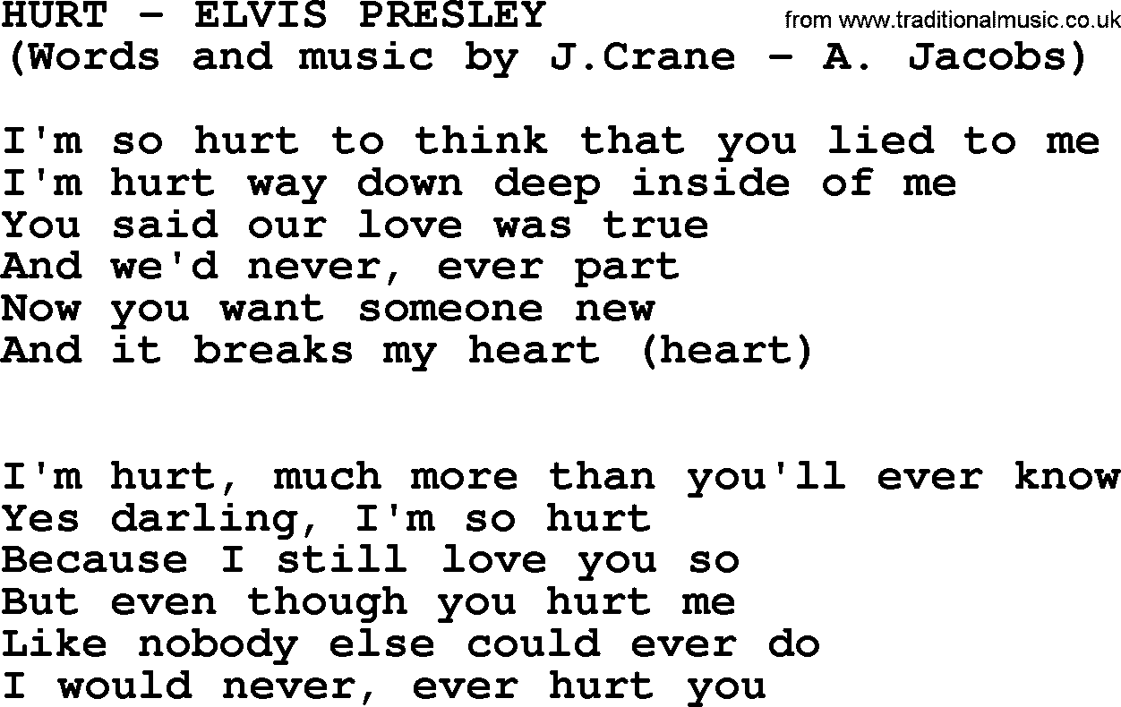 Elvis Presley song: Hurt lyrics