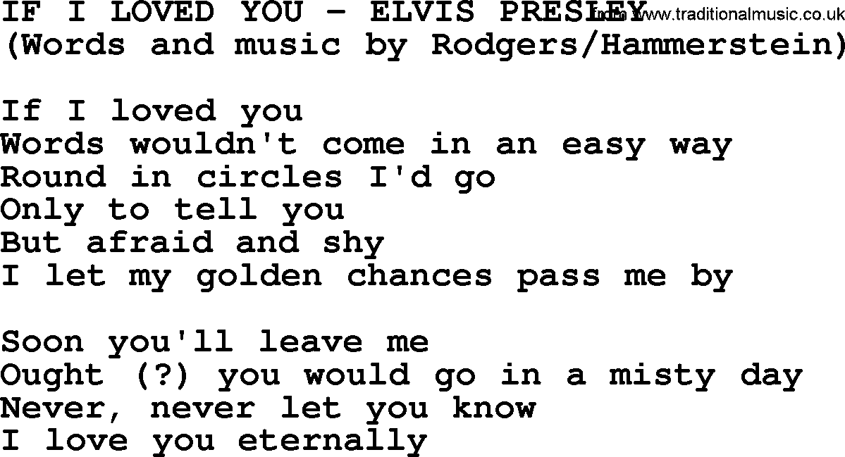 Elvis Presley song: If I Loved You lyrics