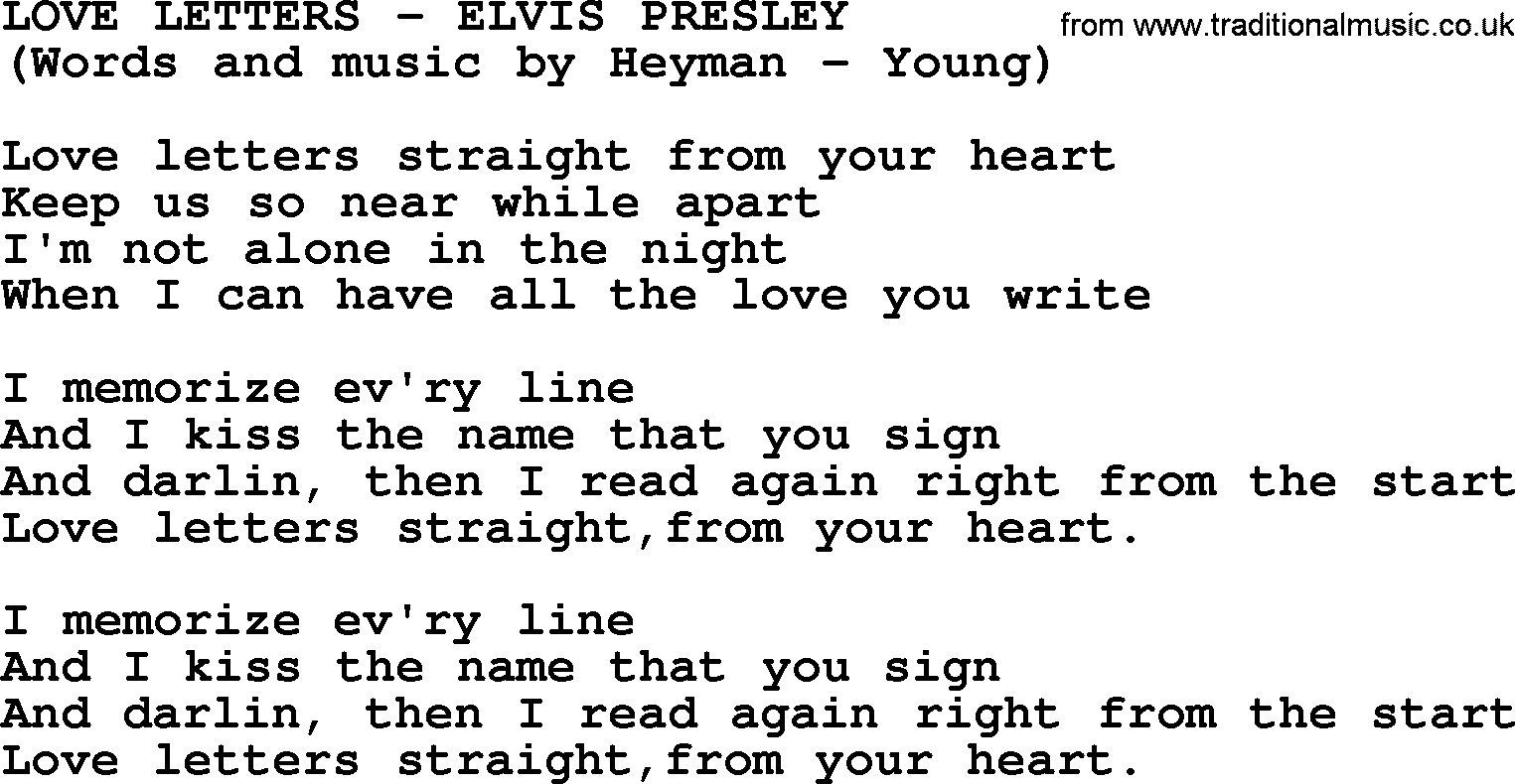 Elvis Presley song: Love Letters lyrics