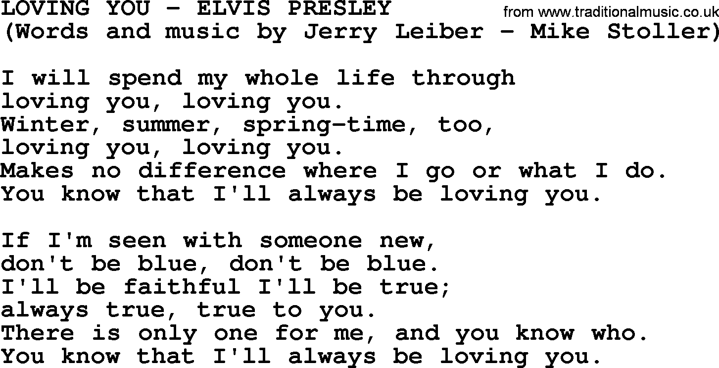 Elvis Presley song: Loving You lyrics