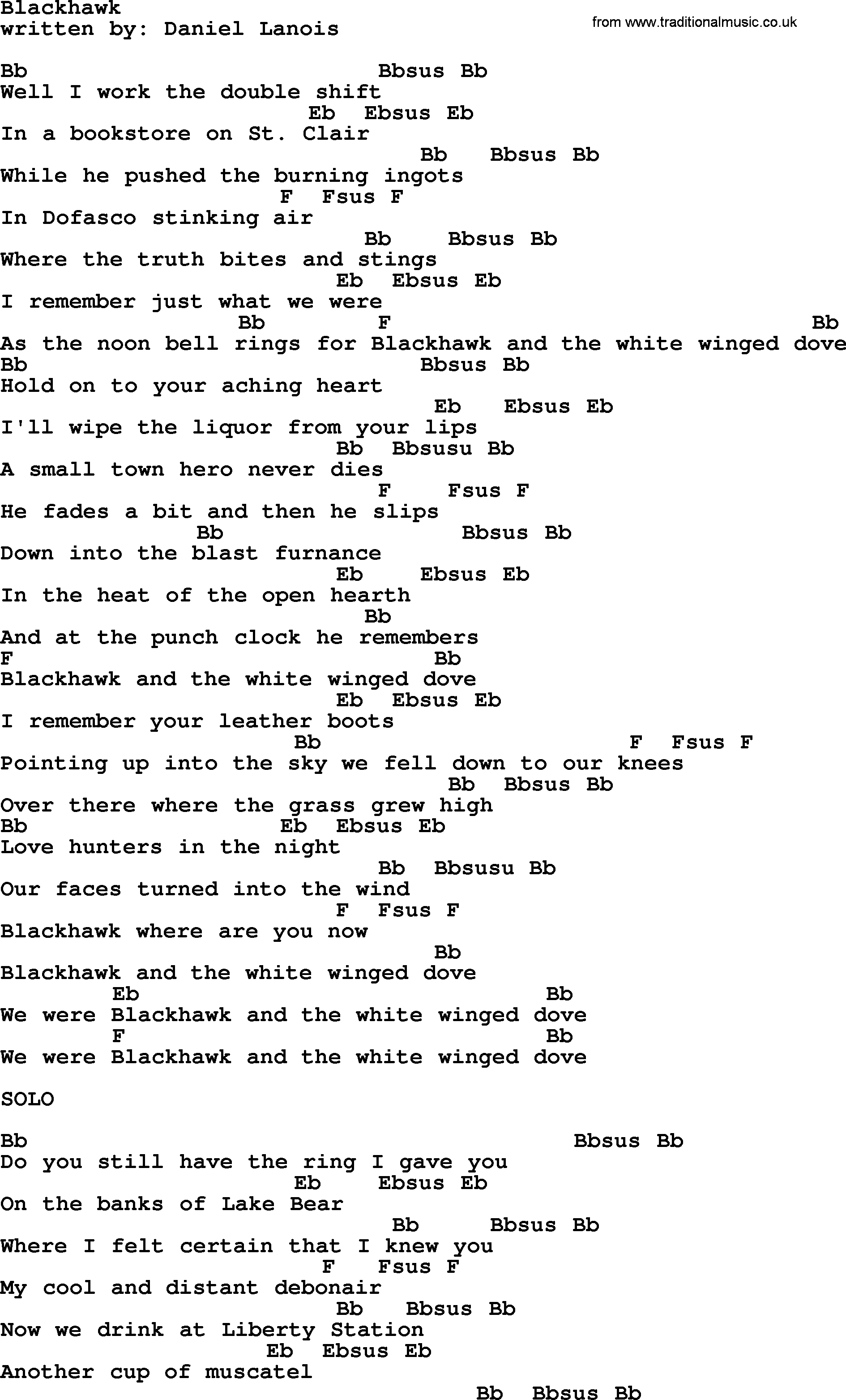 Emmylou Harris song: Blackhawk lyrics and chords
