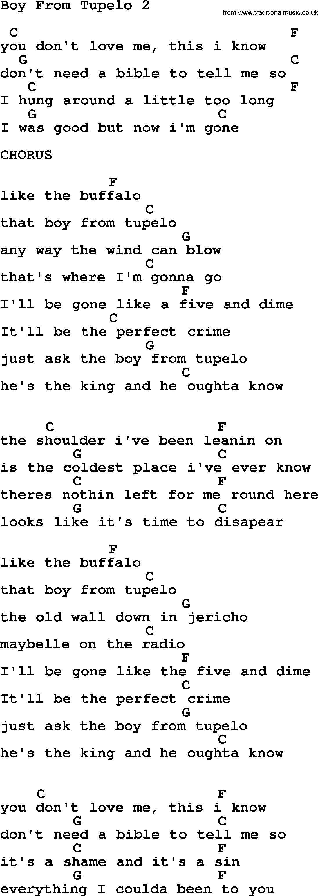 Emmylou Harris song: Boy From Tupelo 2 lyrics and chords