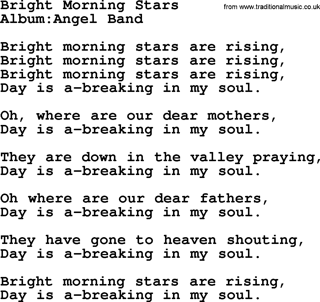Emmylou Harris song: Bright Morning Stars lyrics
