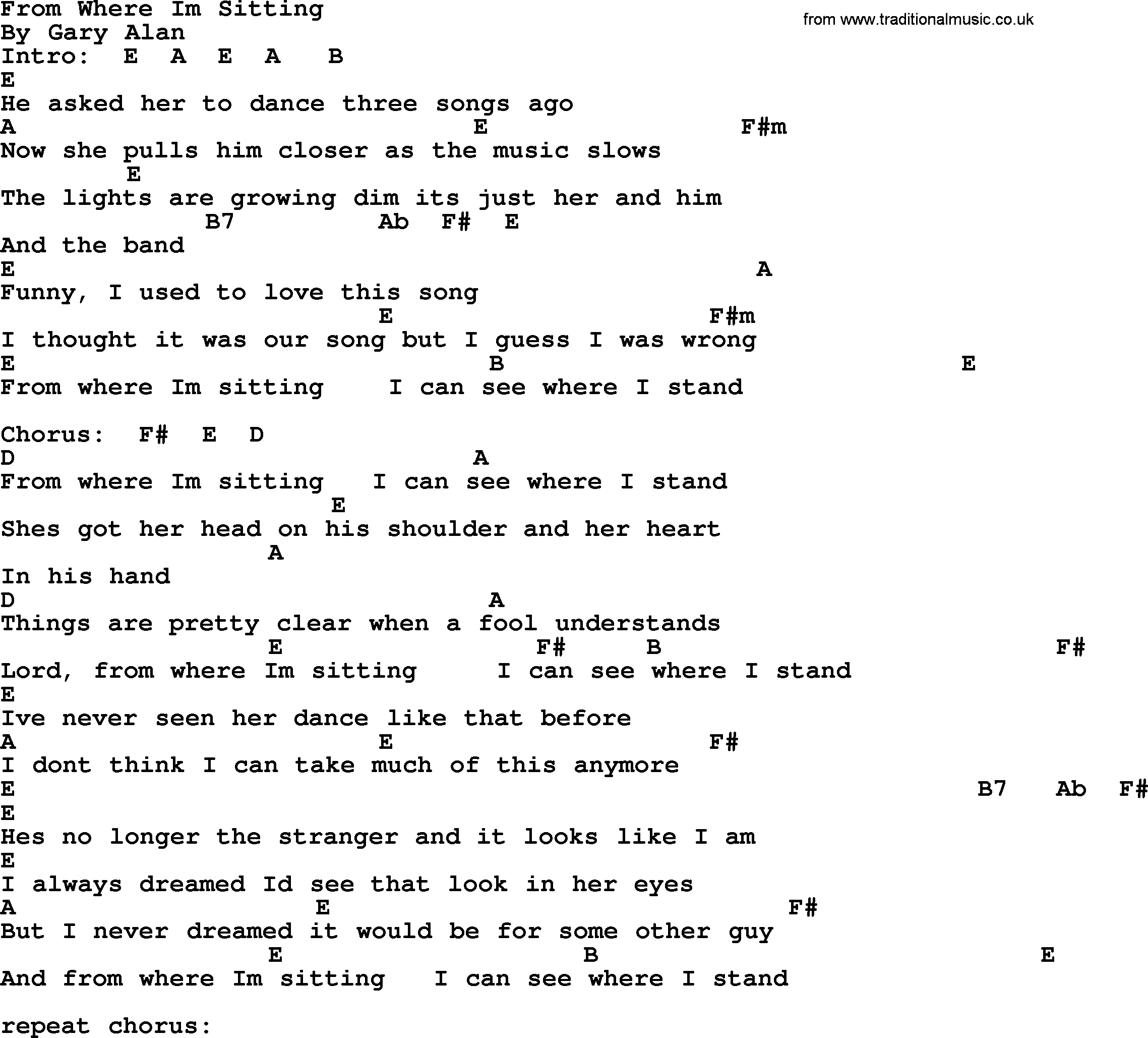 Emmylou Harris song: From Where Im Sitting lyrics and chords