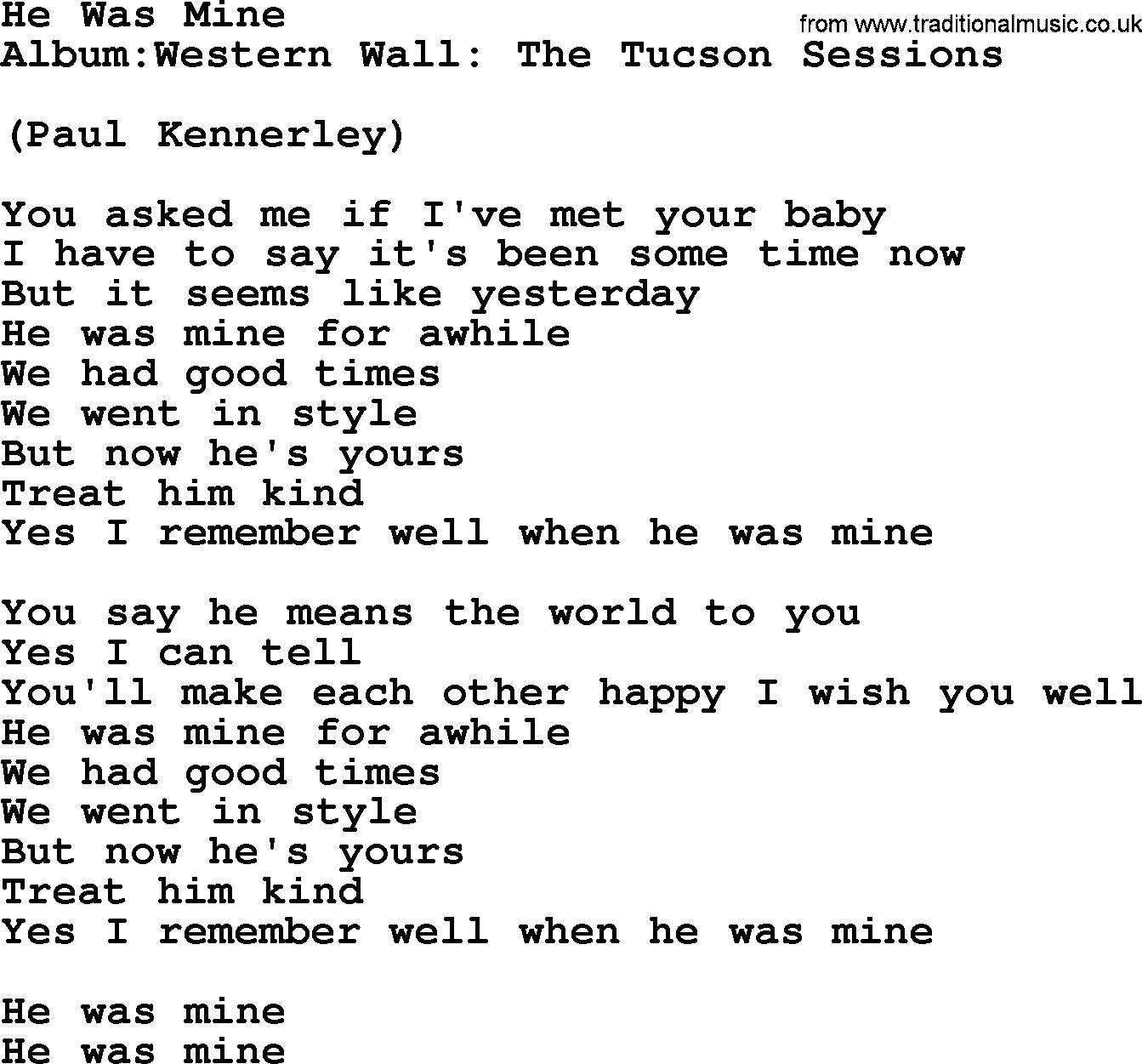 Emmylou Harris song: He Was Mine lyrics