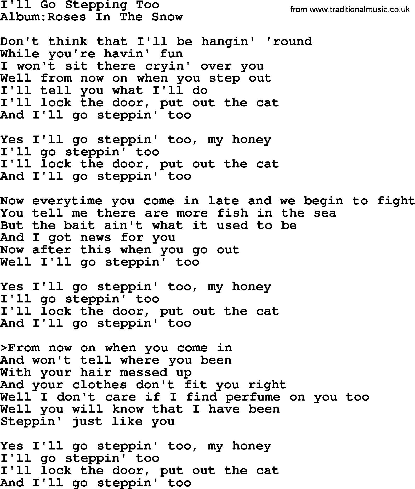 Emmylou Harris song: I'll Go Stepping Too lyrics