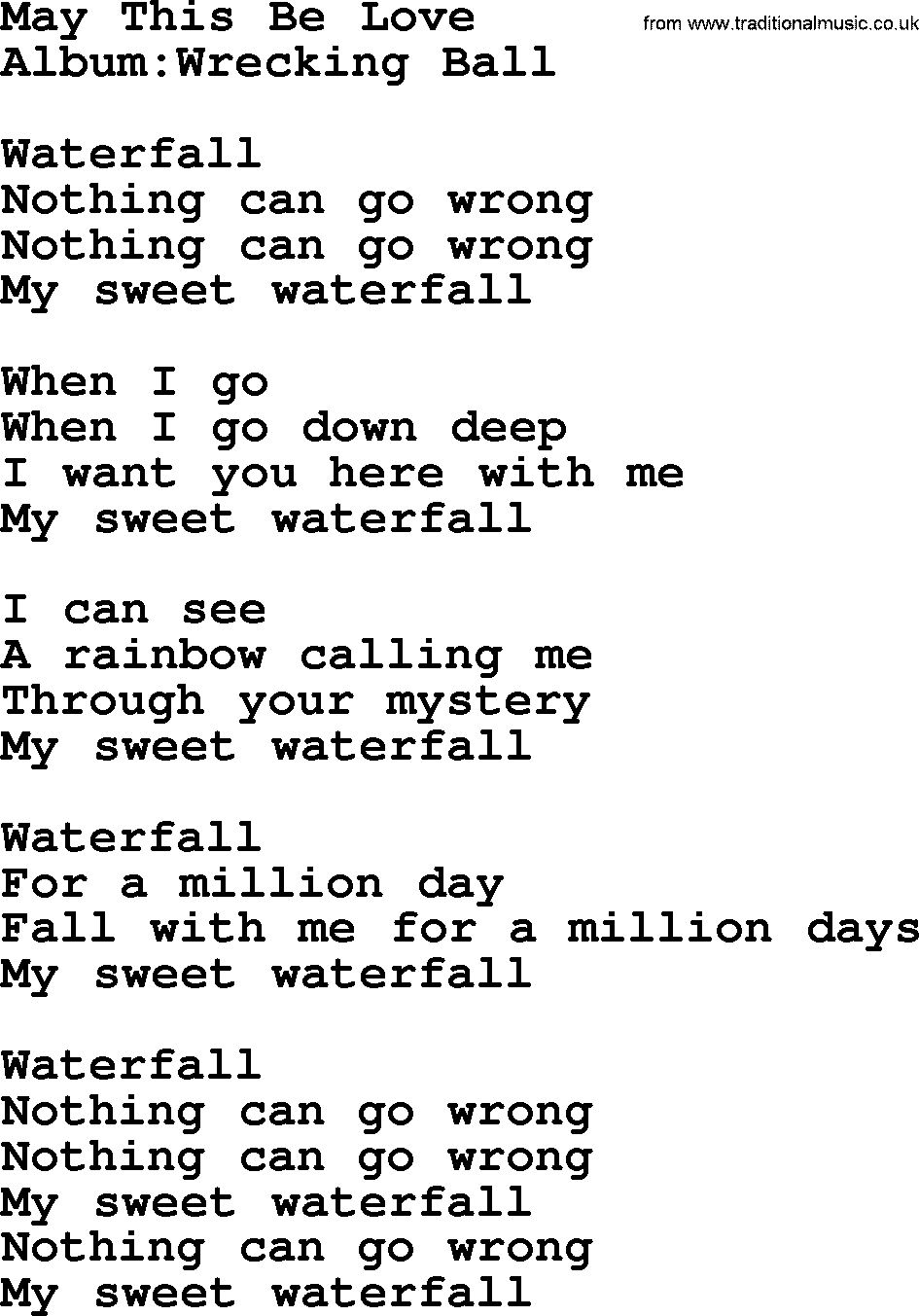 Emmylou Harris song: May This Be Love lyrics