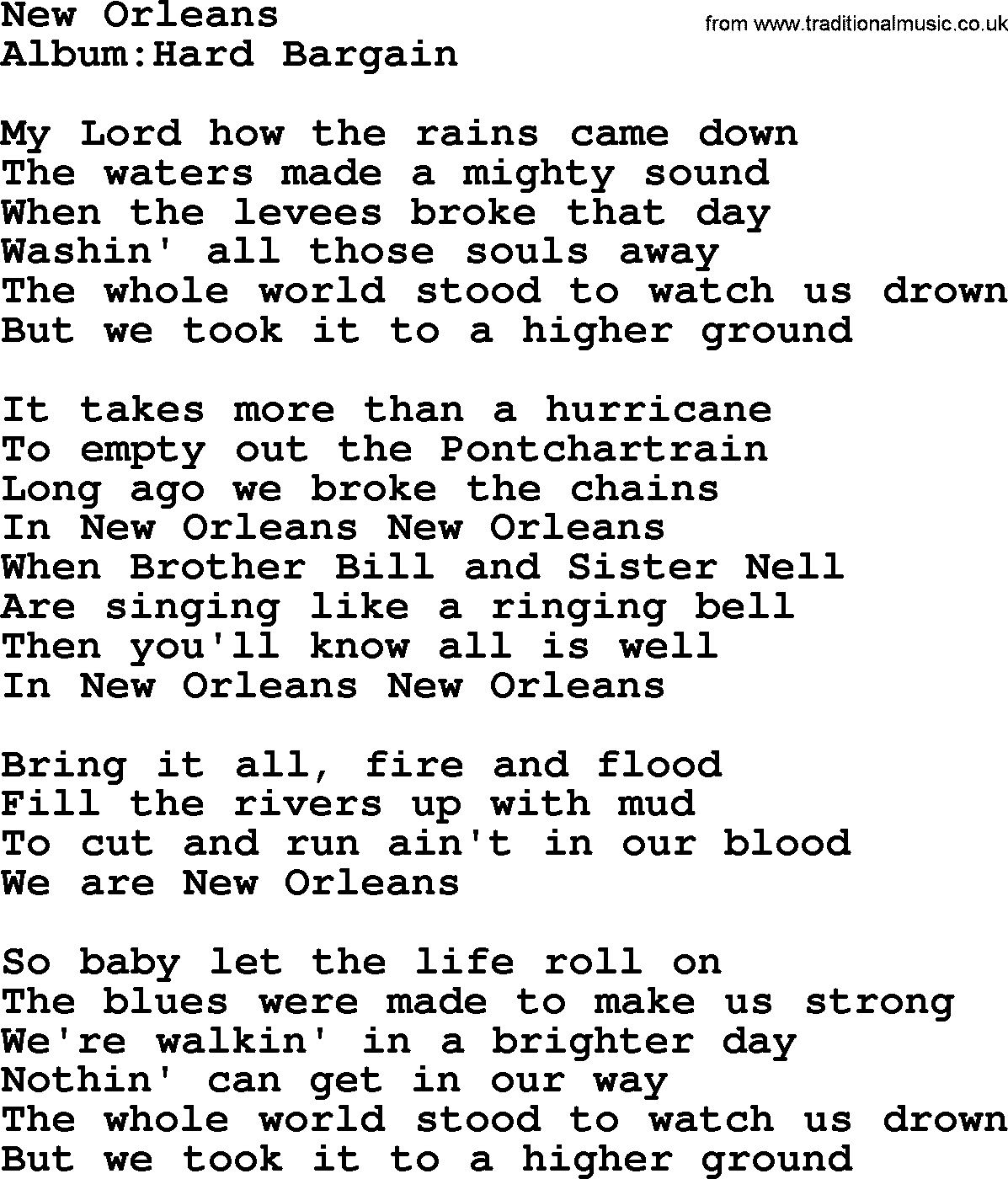 Emmylou Harris song: New Orleans lyrics