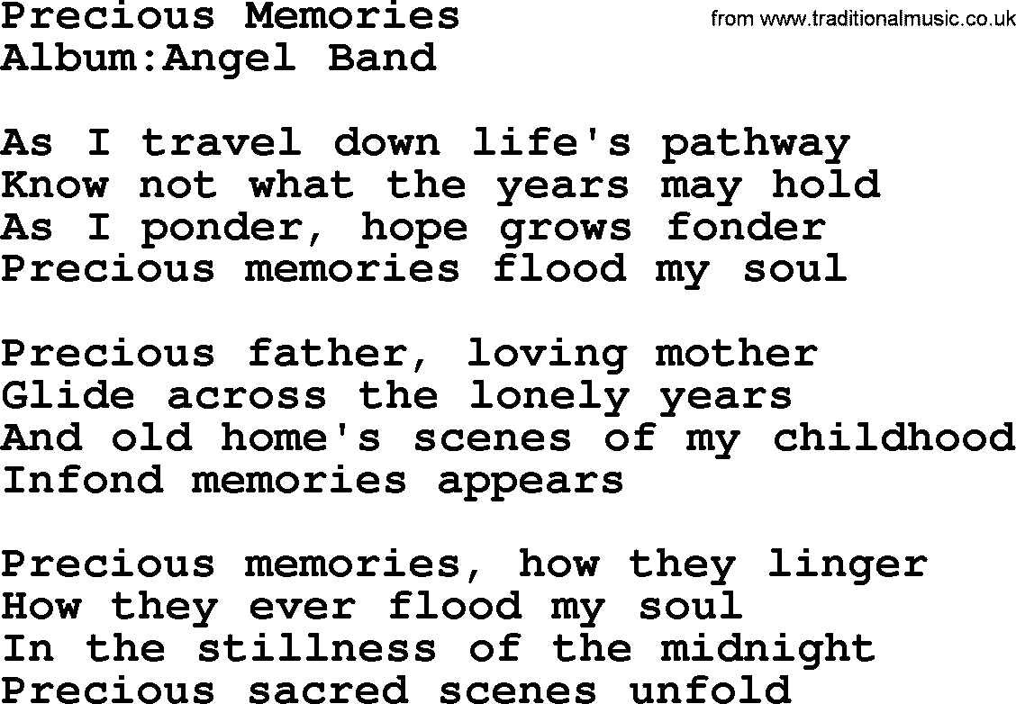 Emmylou Harris song: Precious Memories lyrics