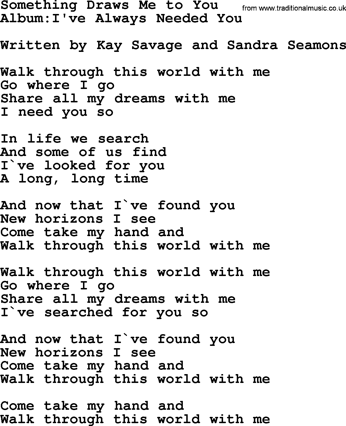 Emmylou Harris song: Something Draws Me to You lyrics