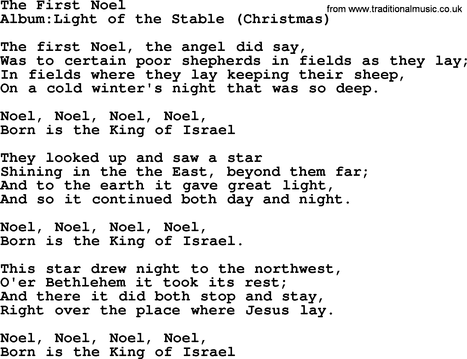 Emmylou Harris song: The First Noel lyrics