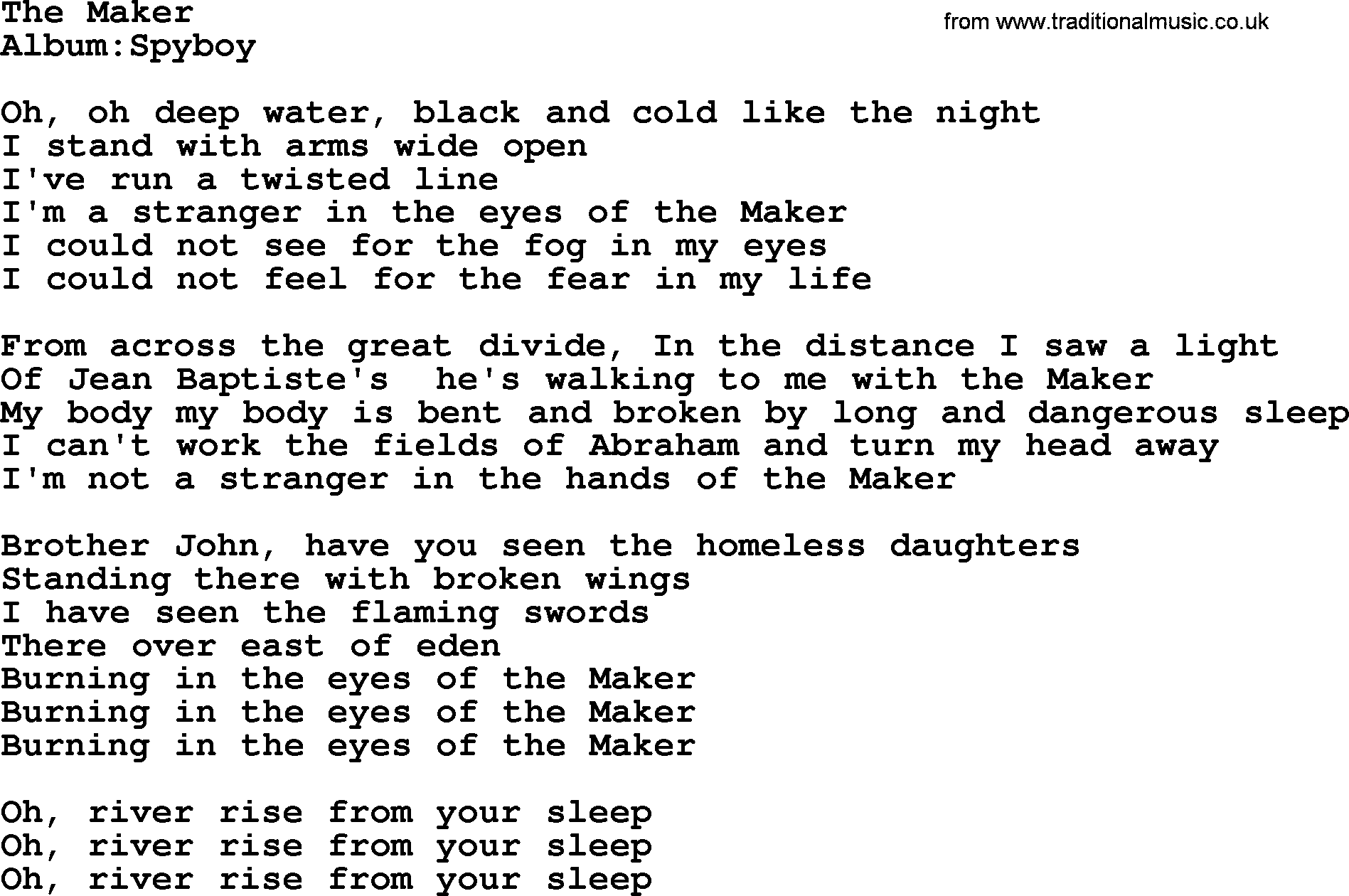 Emmylou Harris song: The Maker lyrics