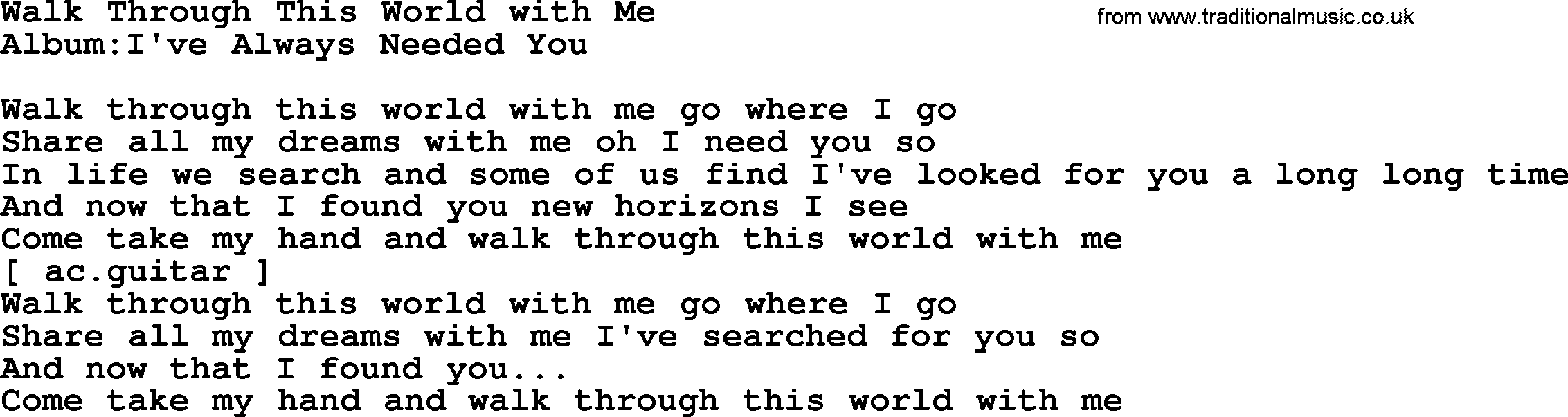 Emmylou Harris song: Walk Through This World with Me lyrics