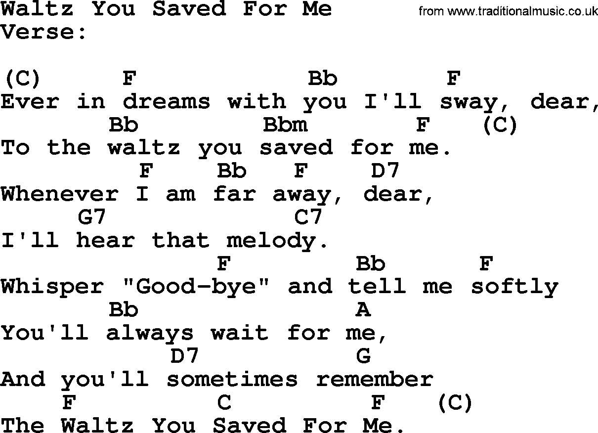 Emmylou Harris song: Waltz You Saved For Me lyrics and chords