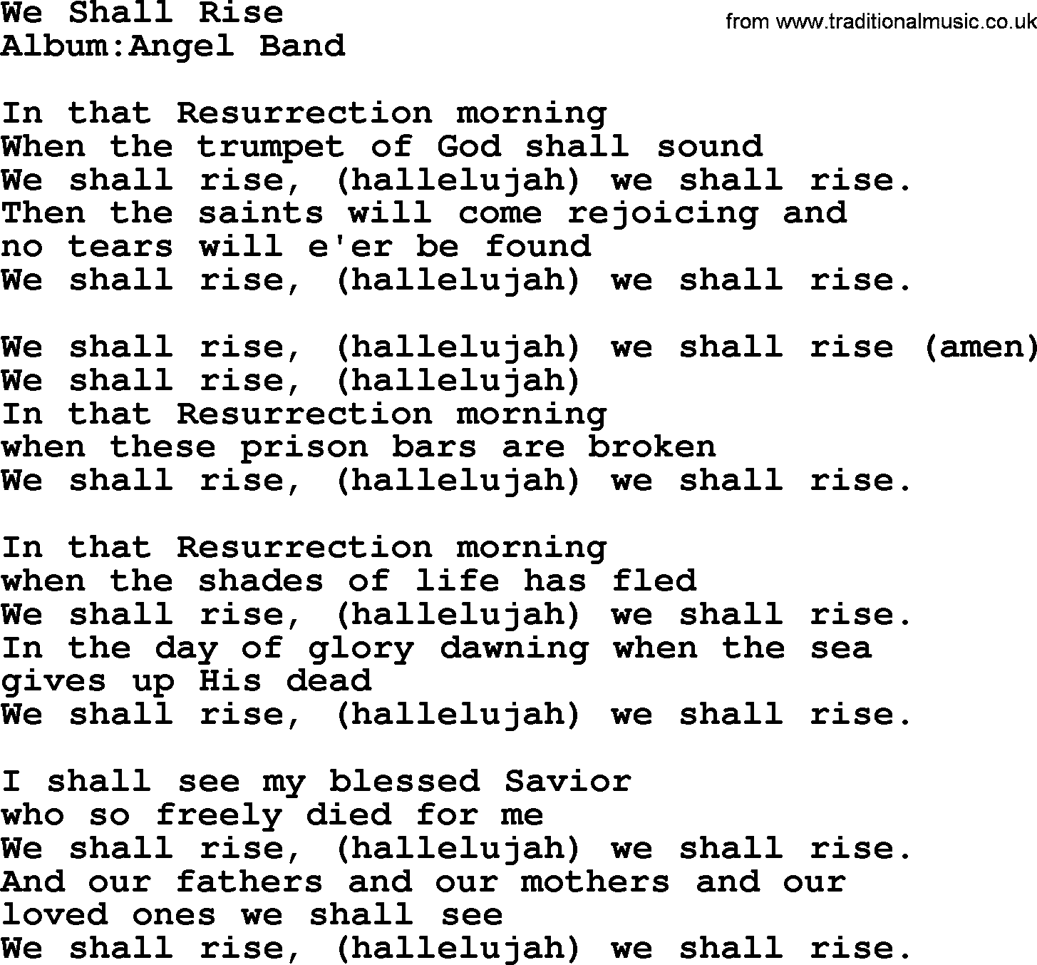 Emmylou Harris song: We Shall Rise lyrics