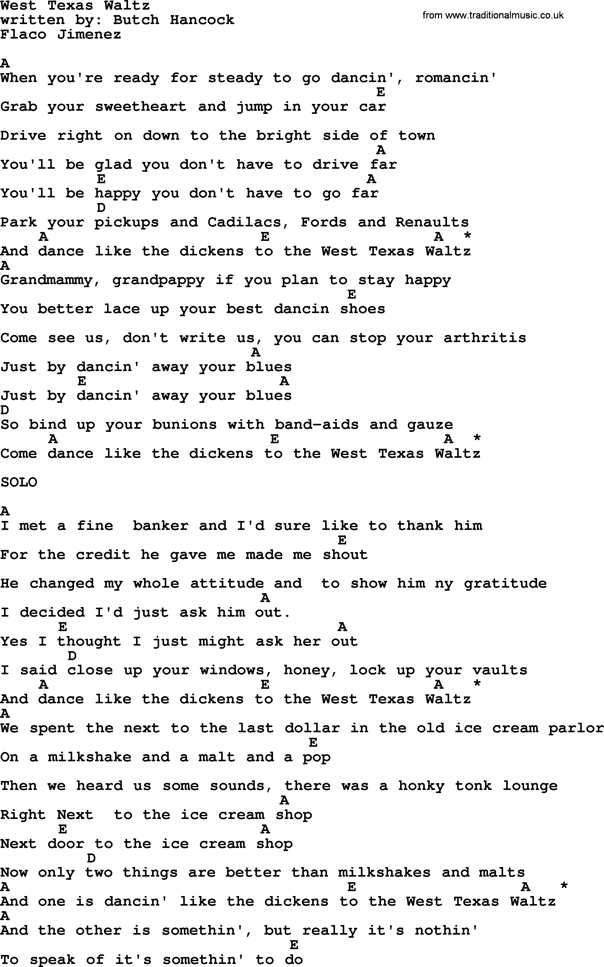 Emmylou Harris song: West Texas Waltz lyrics and chords