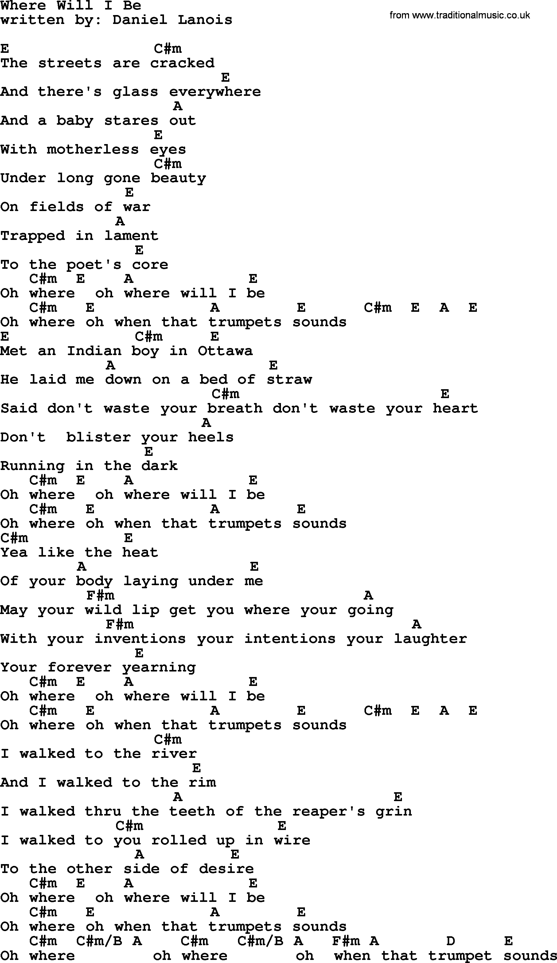 Emmylou Harris song: Where Will I Be lyrics and chords