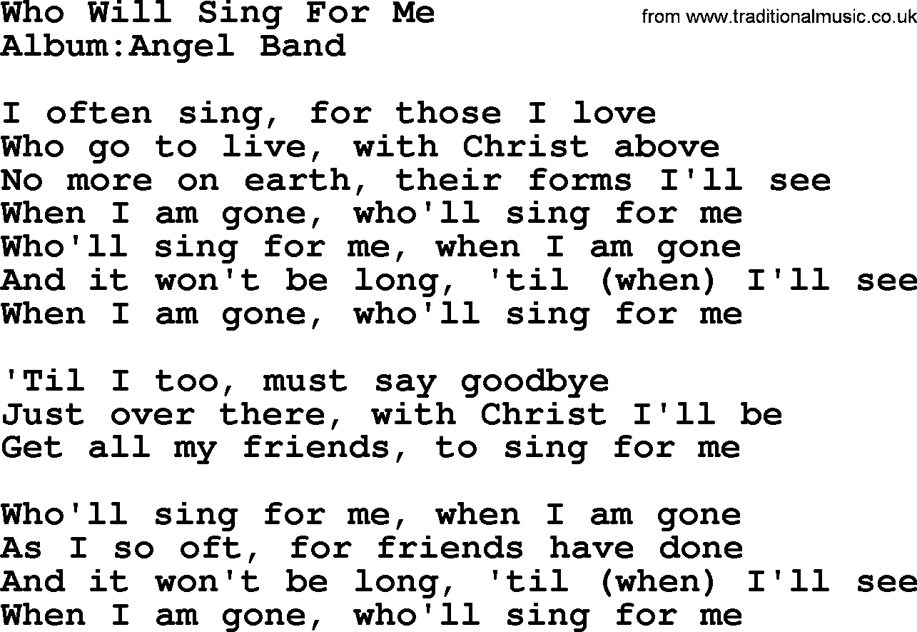 Emmylou Harris song: Who Will Sing For Me lyrics