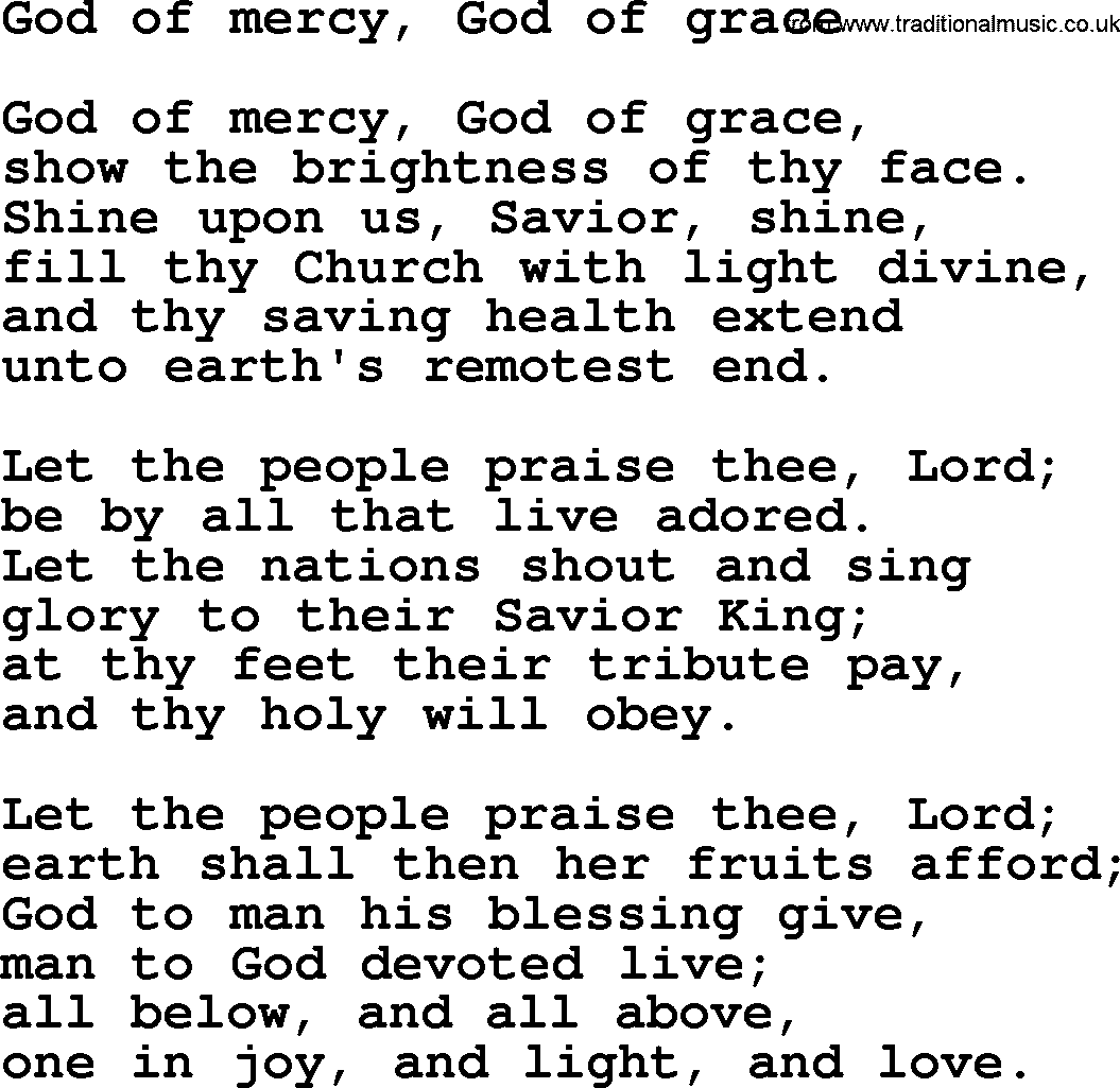 Epiphany Hymns, Hymn: God Of Mercy, God Of Grace, lyrics with PDF