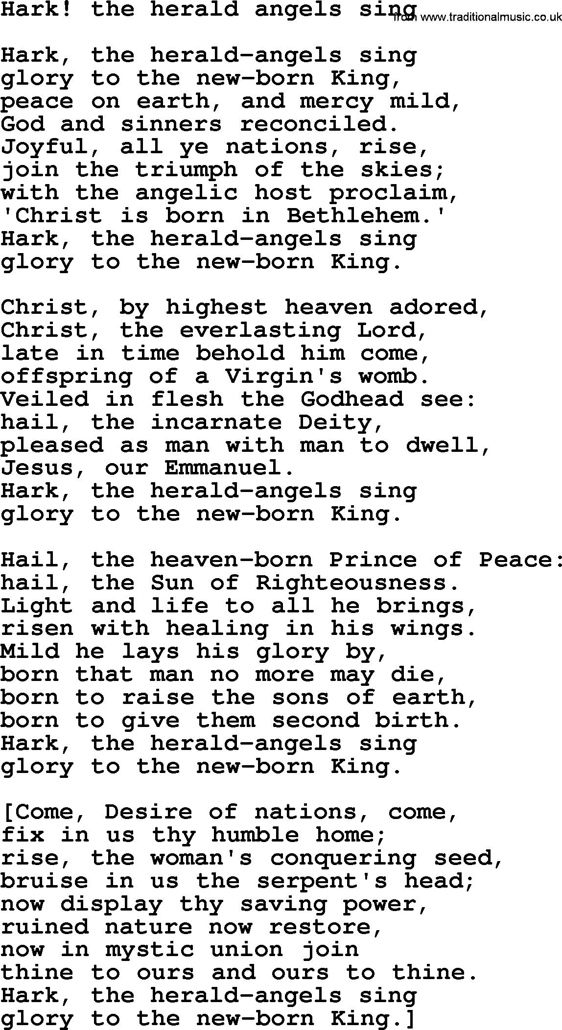 Epiphany Hymns, Hymn: Hark! The Herald Angels Sing, lyrics with PDF