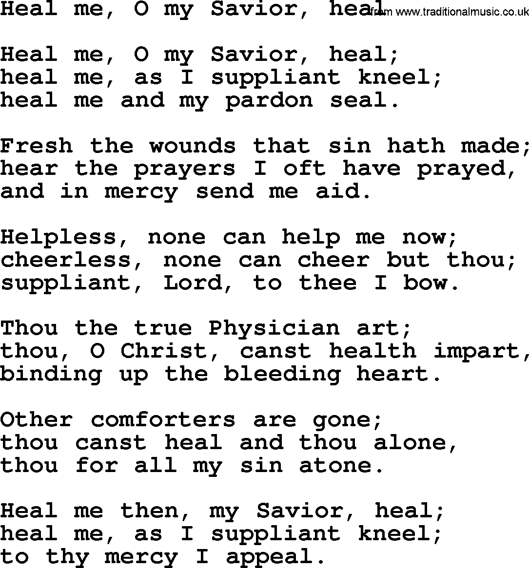 Epiphany Hymns, Hymn: Heal Me, O My Savior, Heal, lyrics with PDF