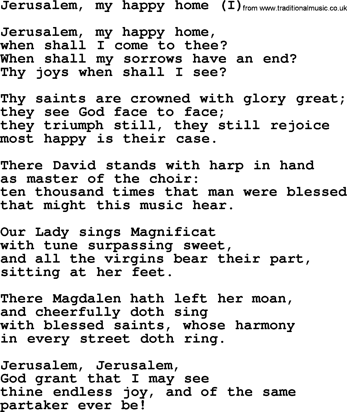 Epiphany Hymns, Hymn: Jerusalem, My Happy Home (I), lyrics with PDF