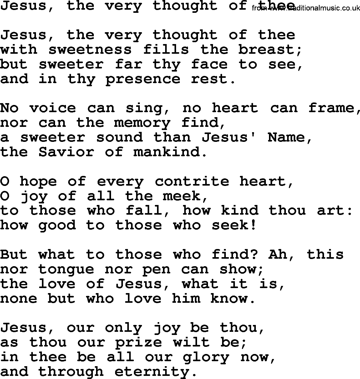 Epiphany Hymns, Hymn: Jesus, The Very Thought Of Thee, lyrics with PDF