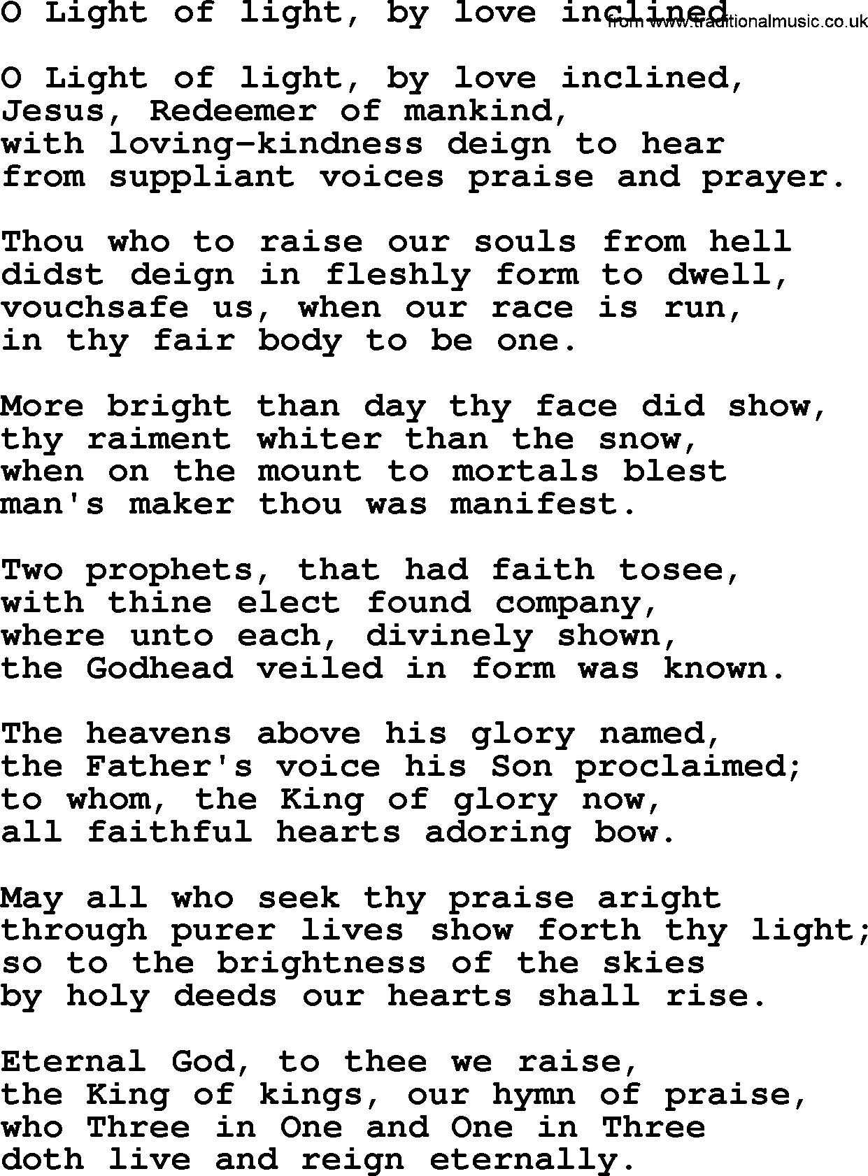 Epiphany Hymns, Hymn: O Light Of Light, By Love Inclined, lyrics with PDF