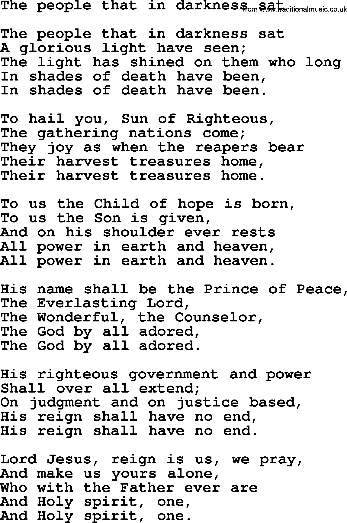 Epiphany Hymns, Hymn: The People That In Darkness Sat, lyrics with PDF