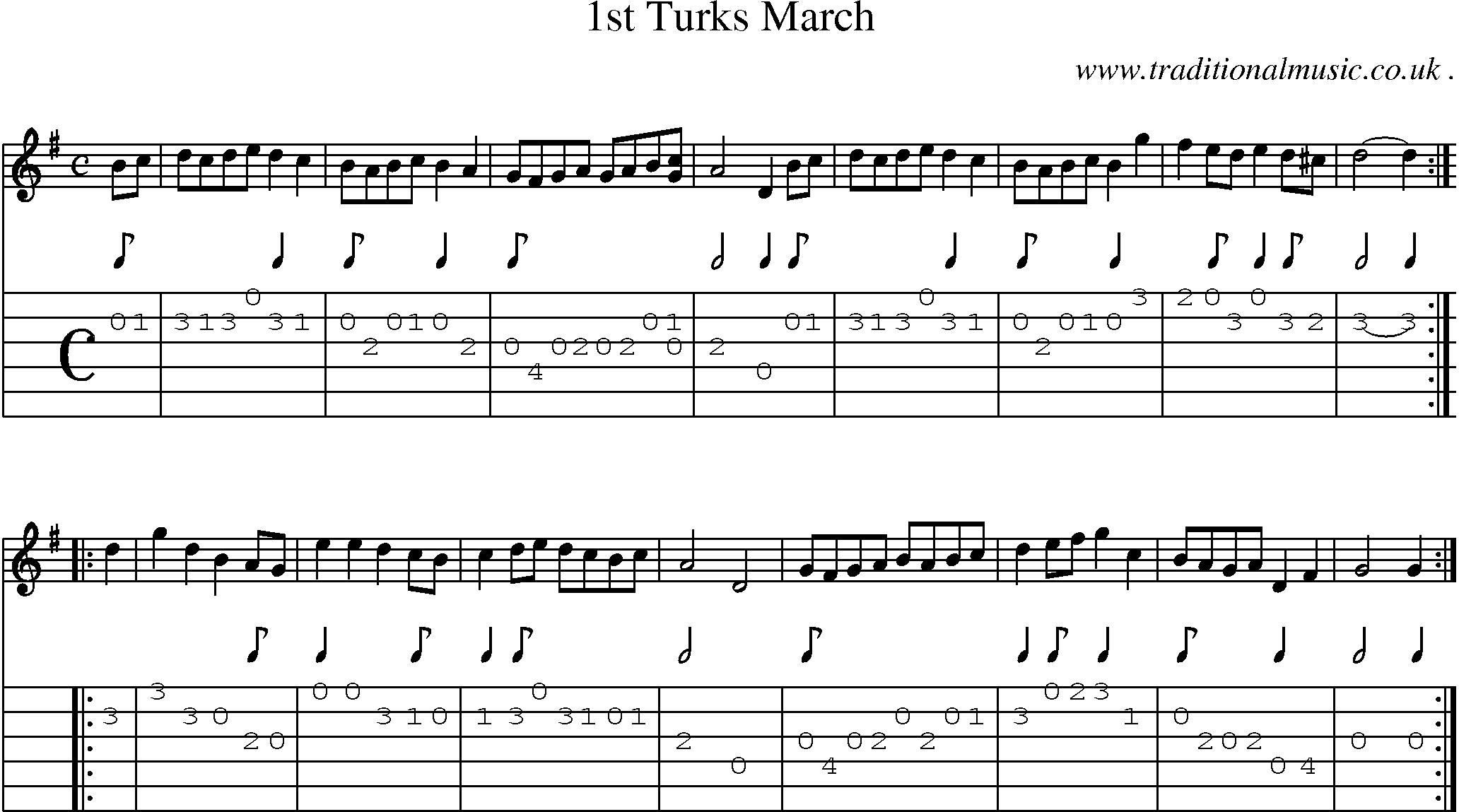 Sheet-Music and Guitar Tabs for 1st Turks March