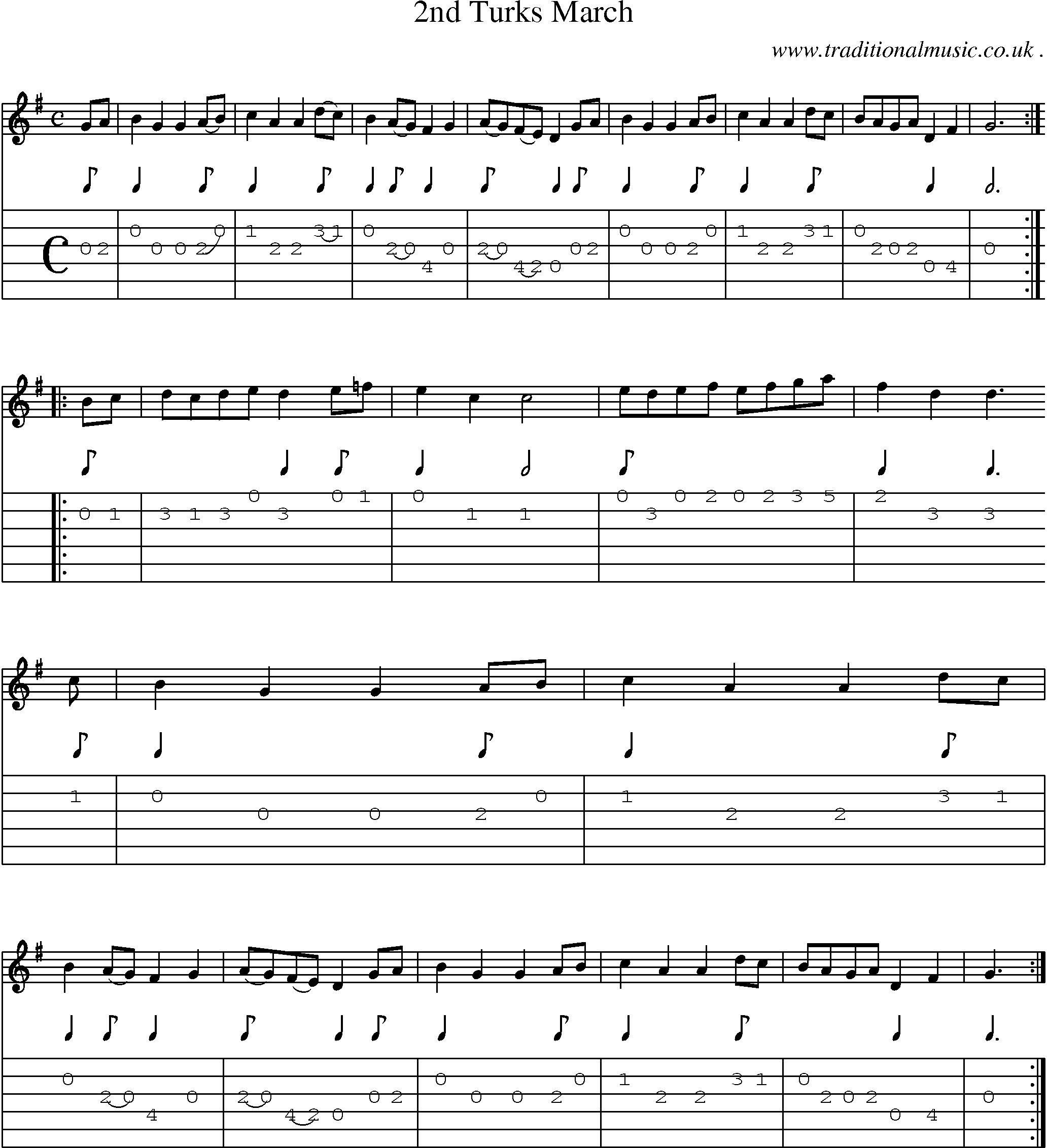 Sheet-Music and Guitar Tabs for 2nd Turks March