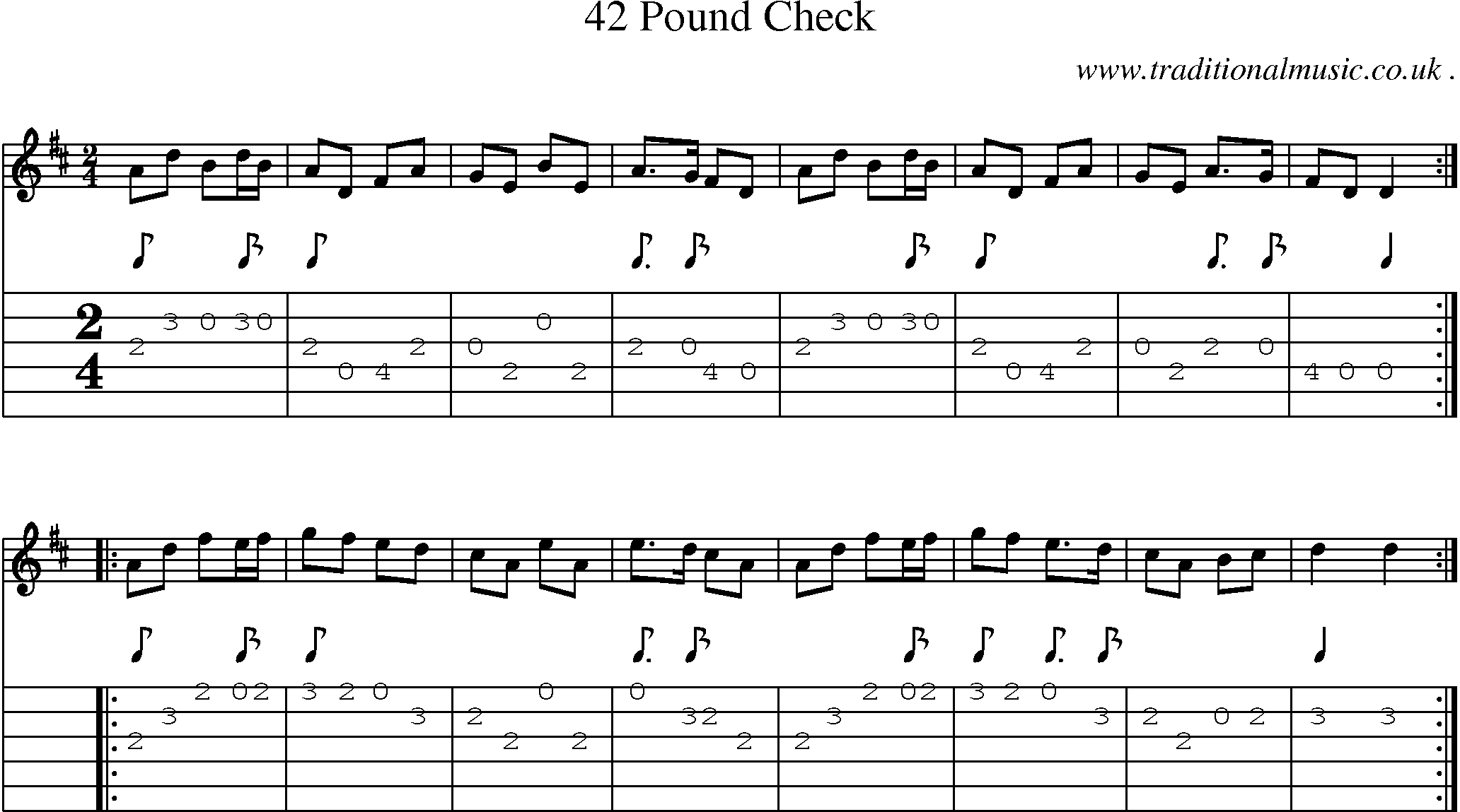 Sheet-Music and Guitar Tabs for 42 Pound Check