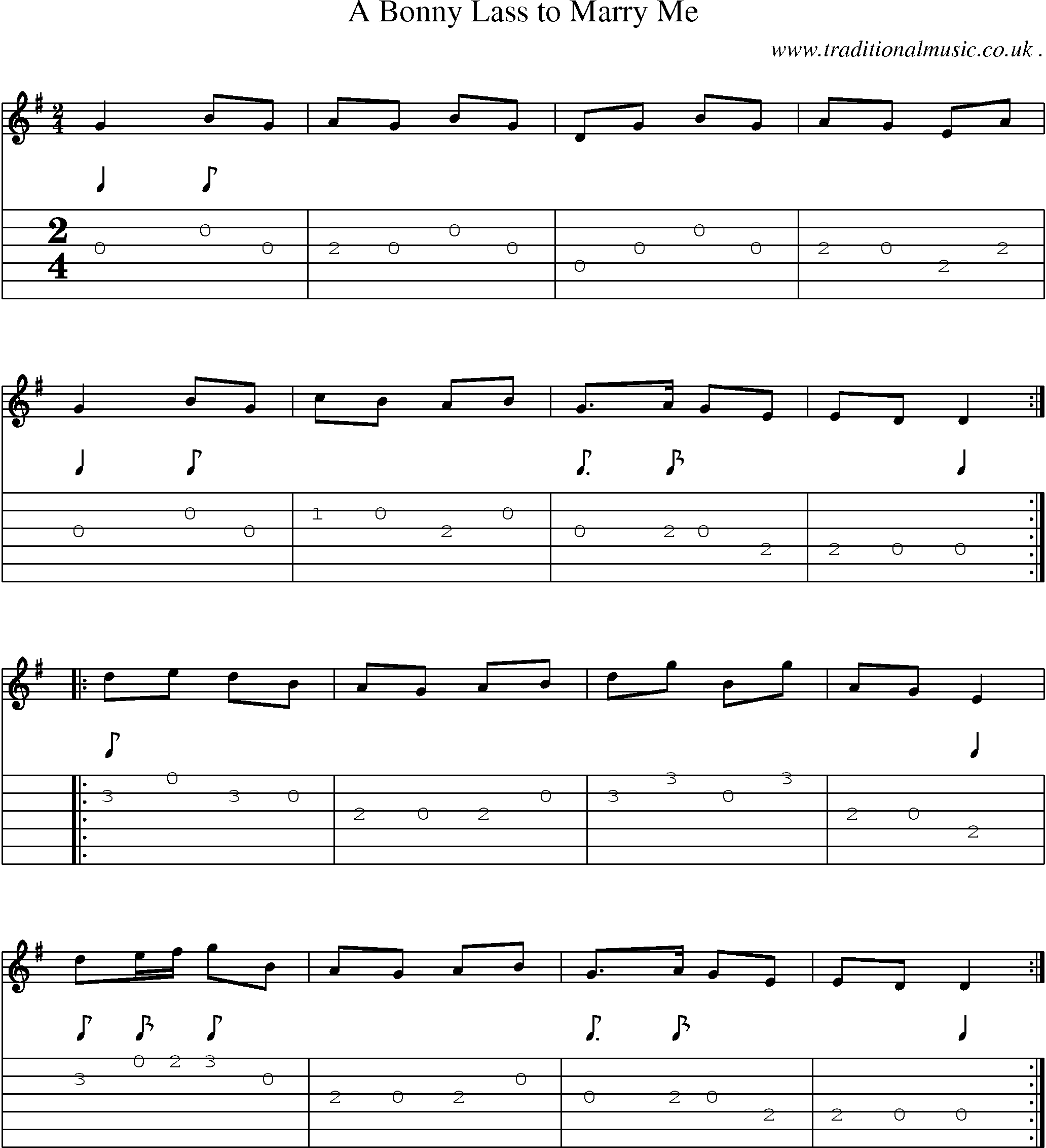 Sheet-Music and Guitar Tabs for A Bonny Lass To Marry Me