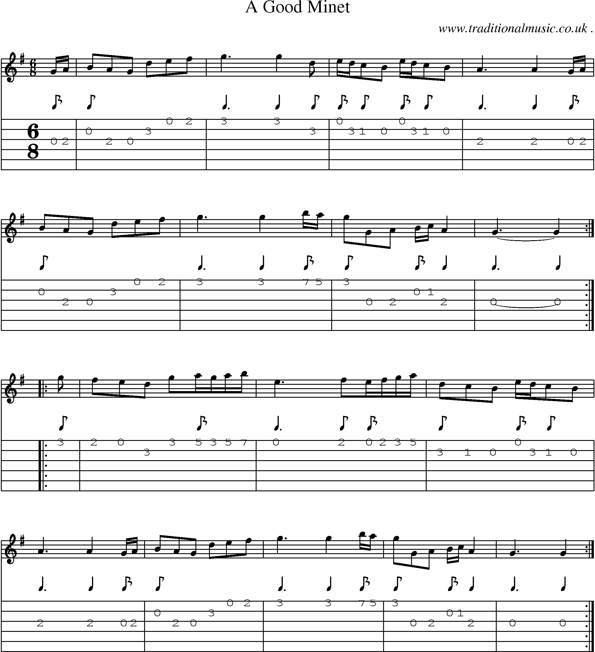 Sheet-Music and Guitar Tabs for A Good Minet