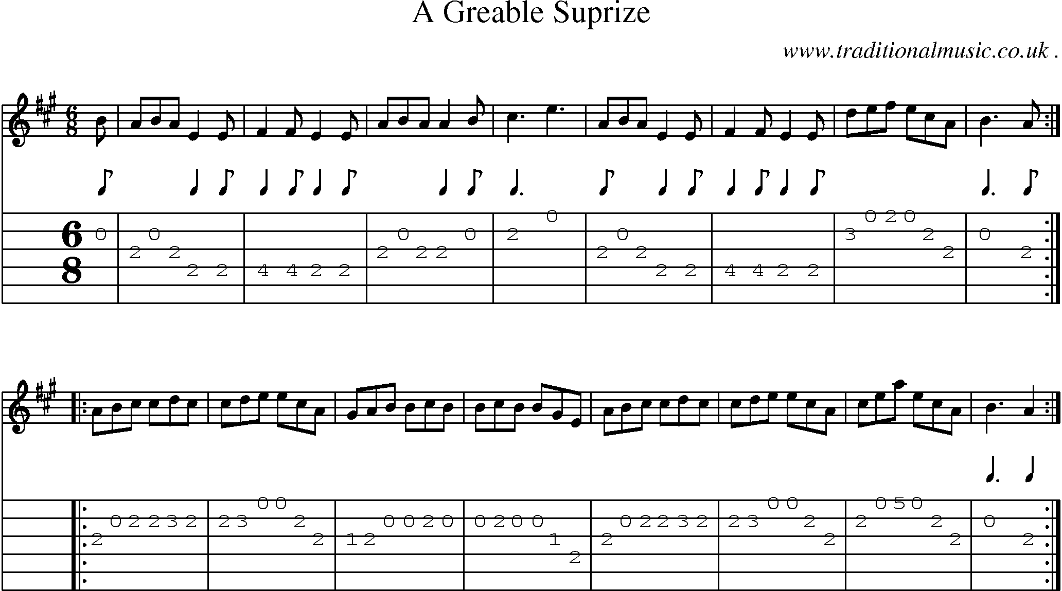 Sheet-Music and Guitar Tabs for A Greable Suprize