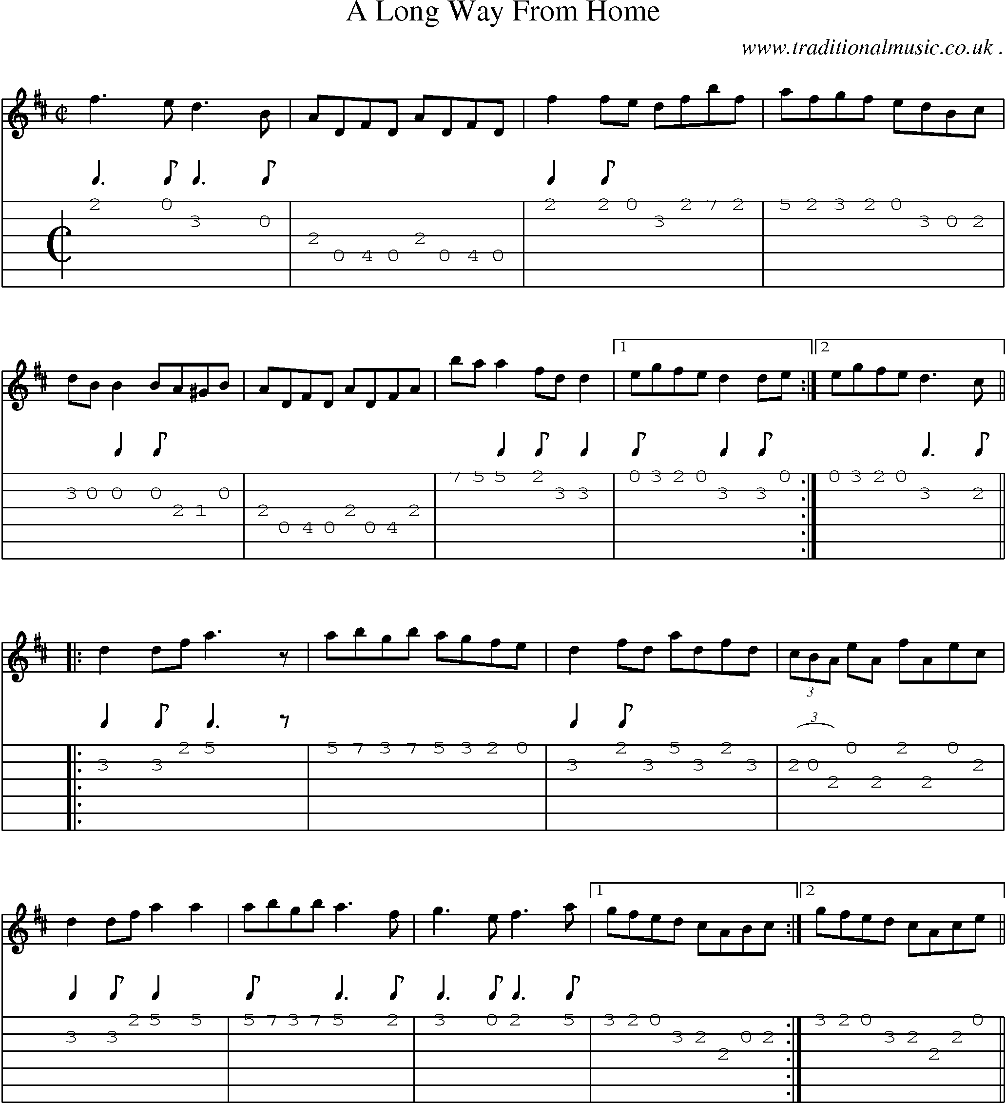 Sheet-Music and Guitar Tabs for A Long Way From Home