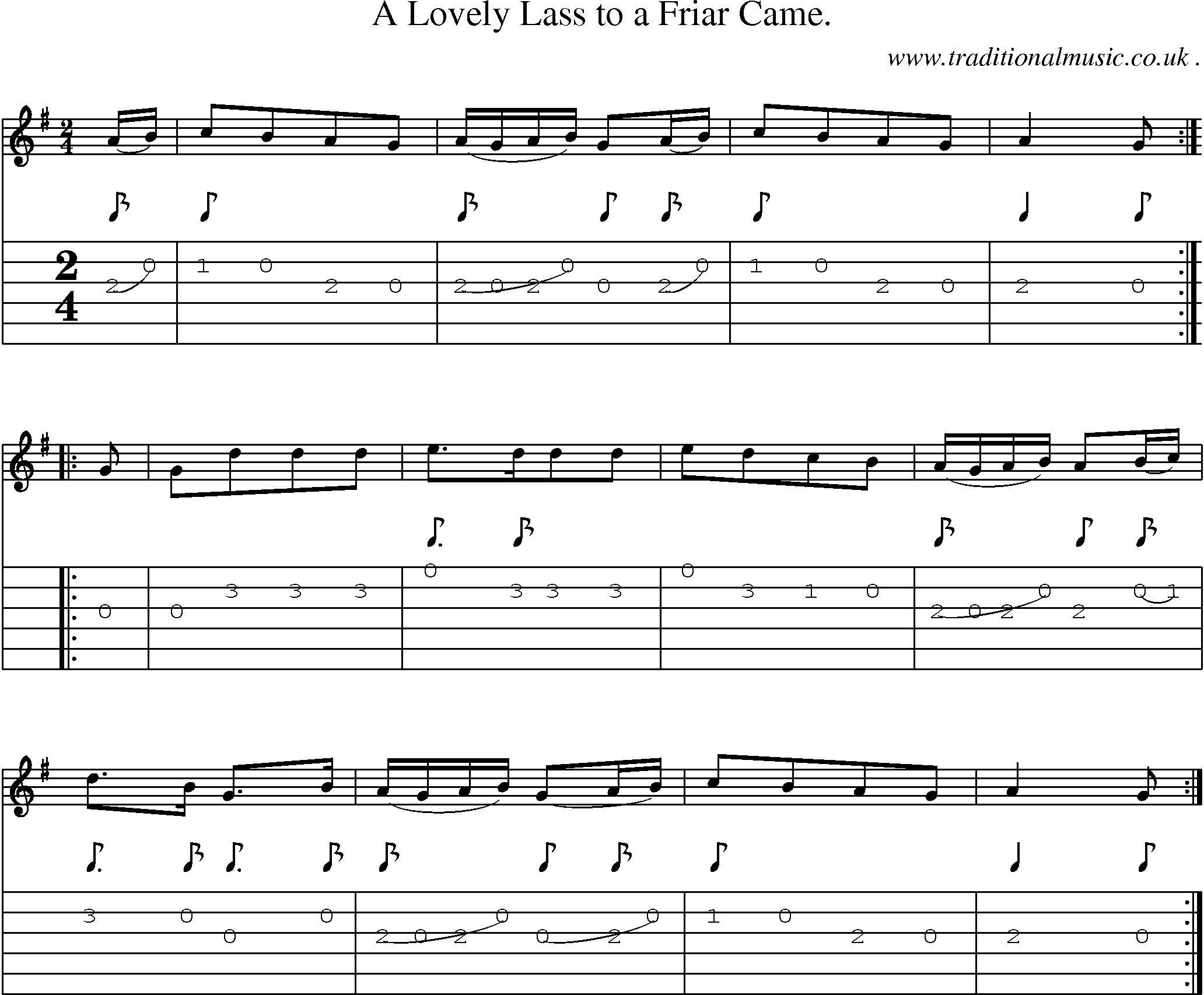 Sheet-Music and Guitar Tabs for A Lovely Lass To A Friar Came