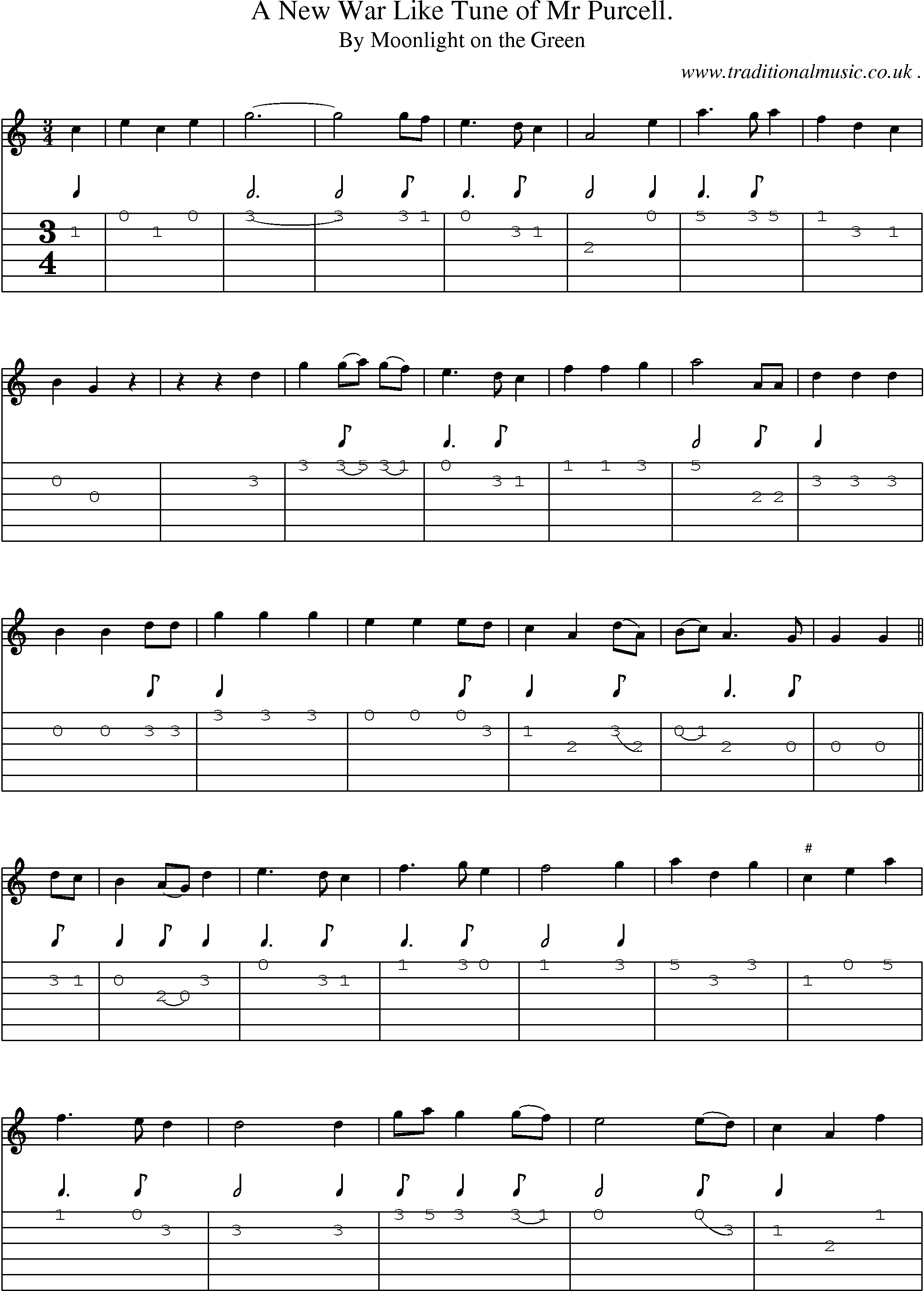 Sheet-Music and Guitar Tabs for A New War Like Tune Of Mr Purcell