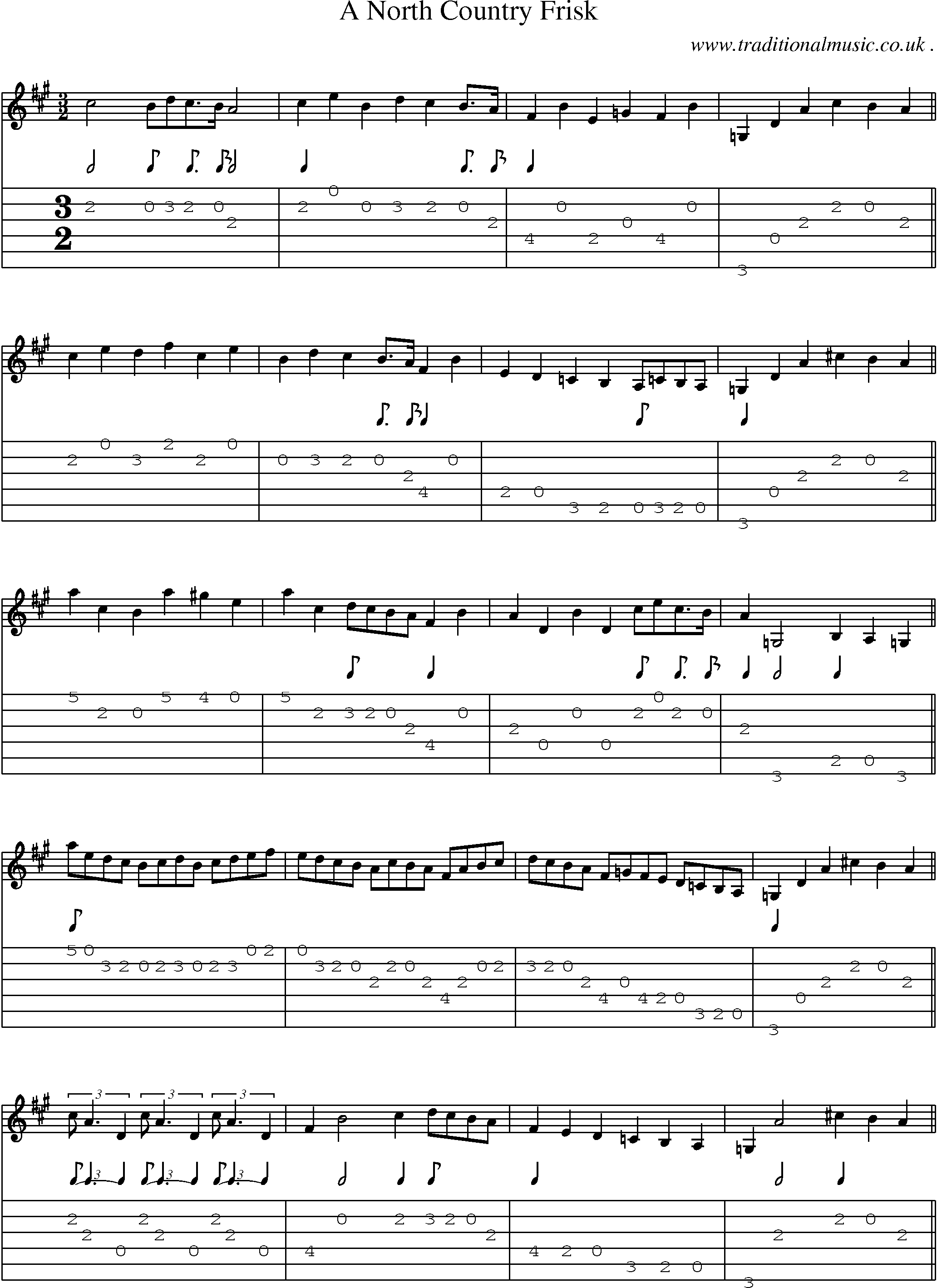 Sheet-Music and Guitar Tabs for A North Country Frisk