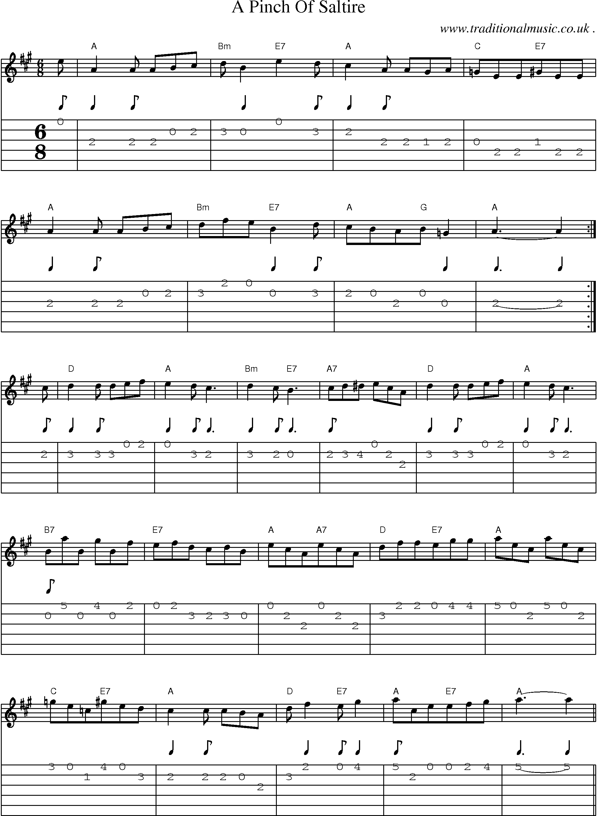 Sheet-Music and Guitar Tabs for A Pinch Of Saltire