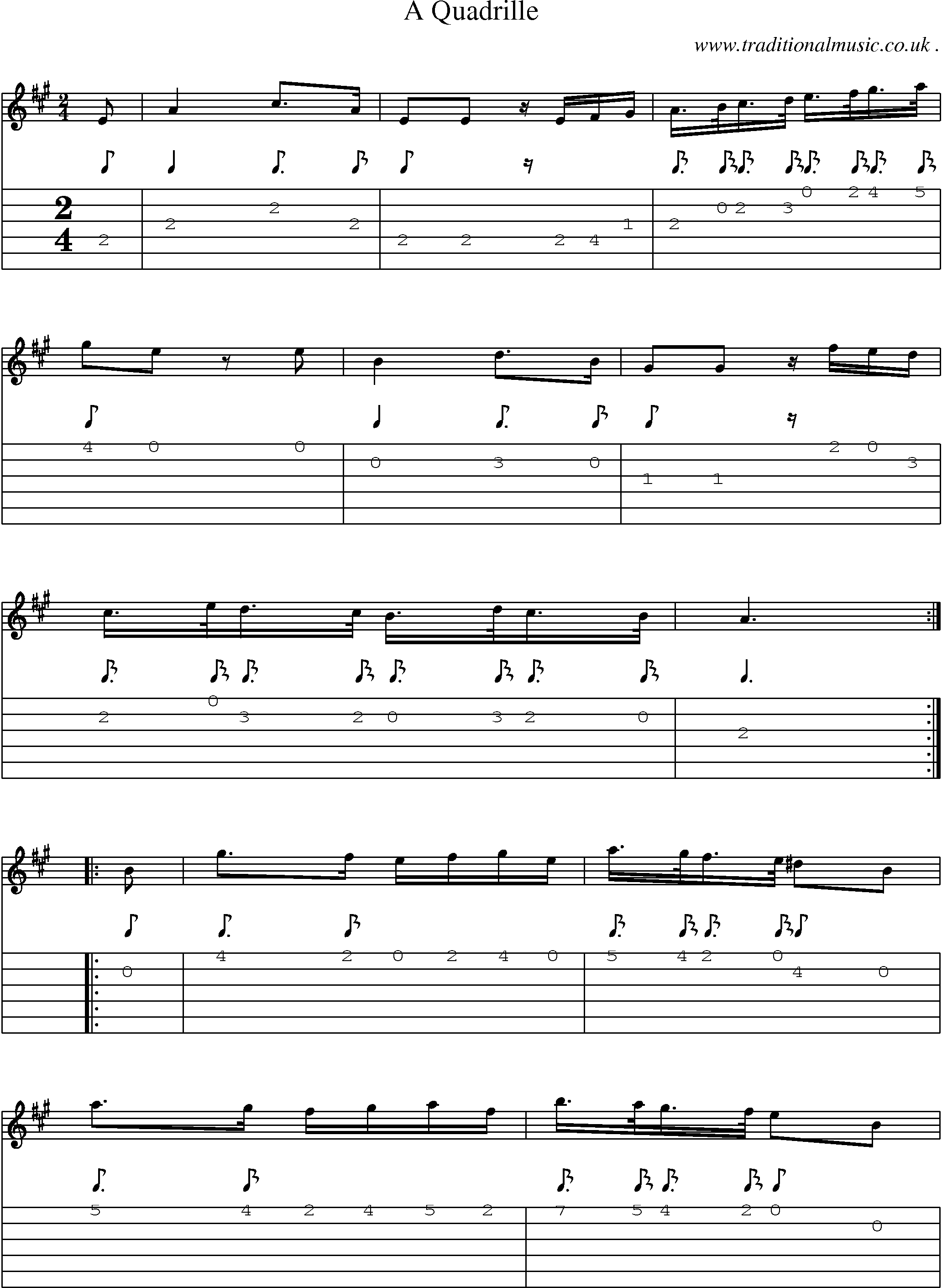 Sheet-Music and Guitar Tabs for A Quadrille