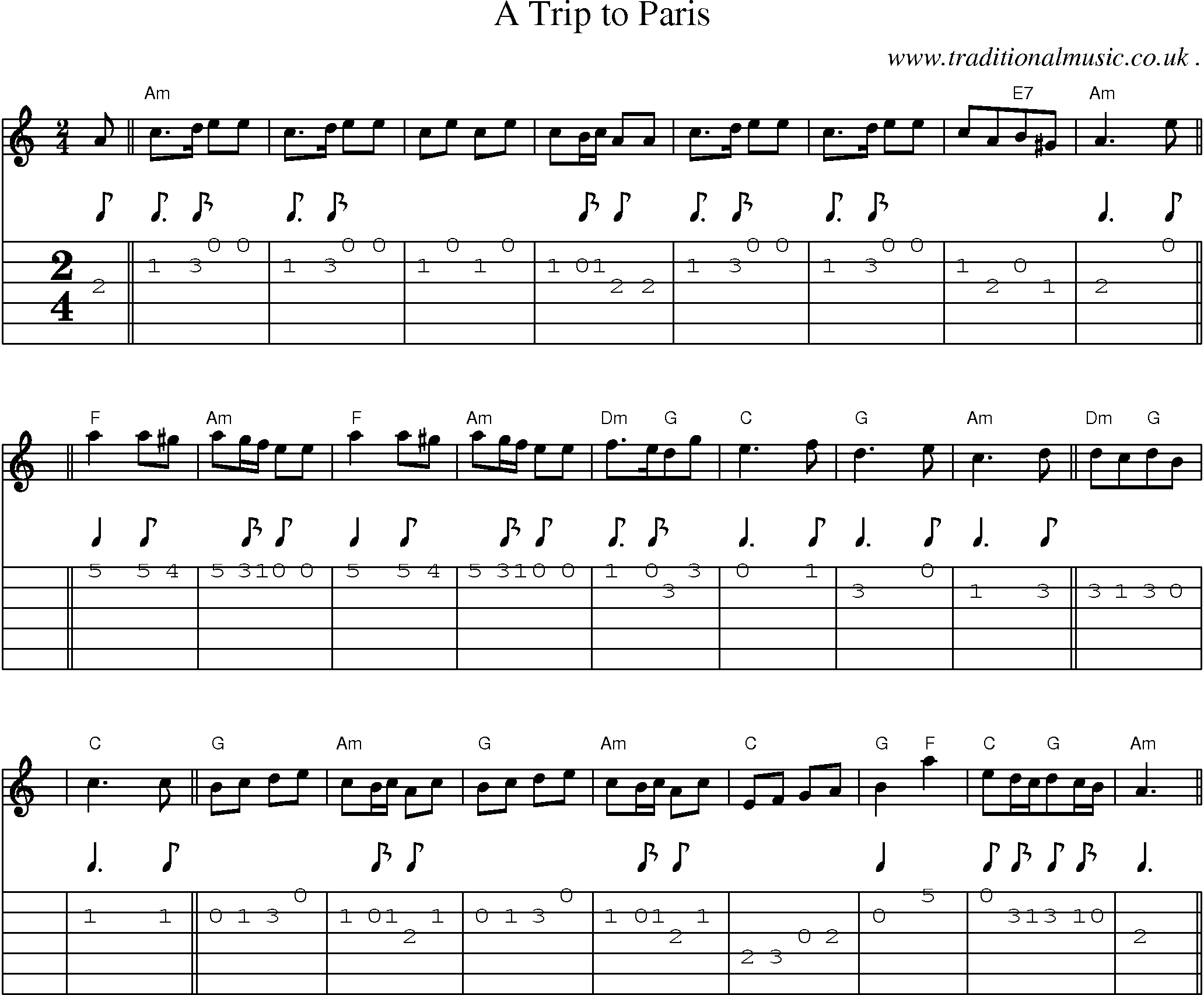 Sheet-Music and Guitar Tabs for A Trip To Paris