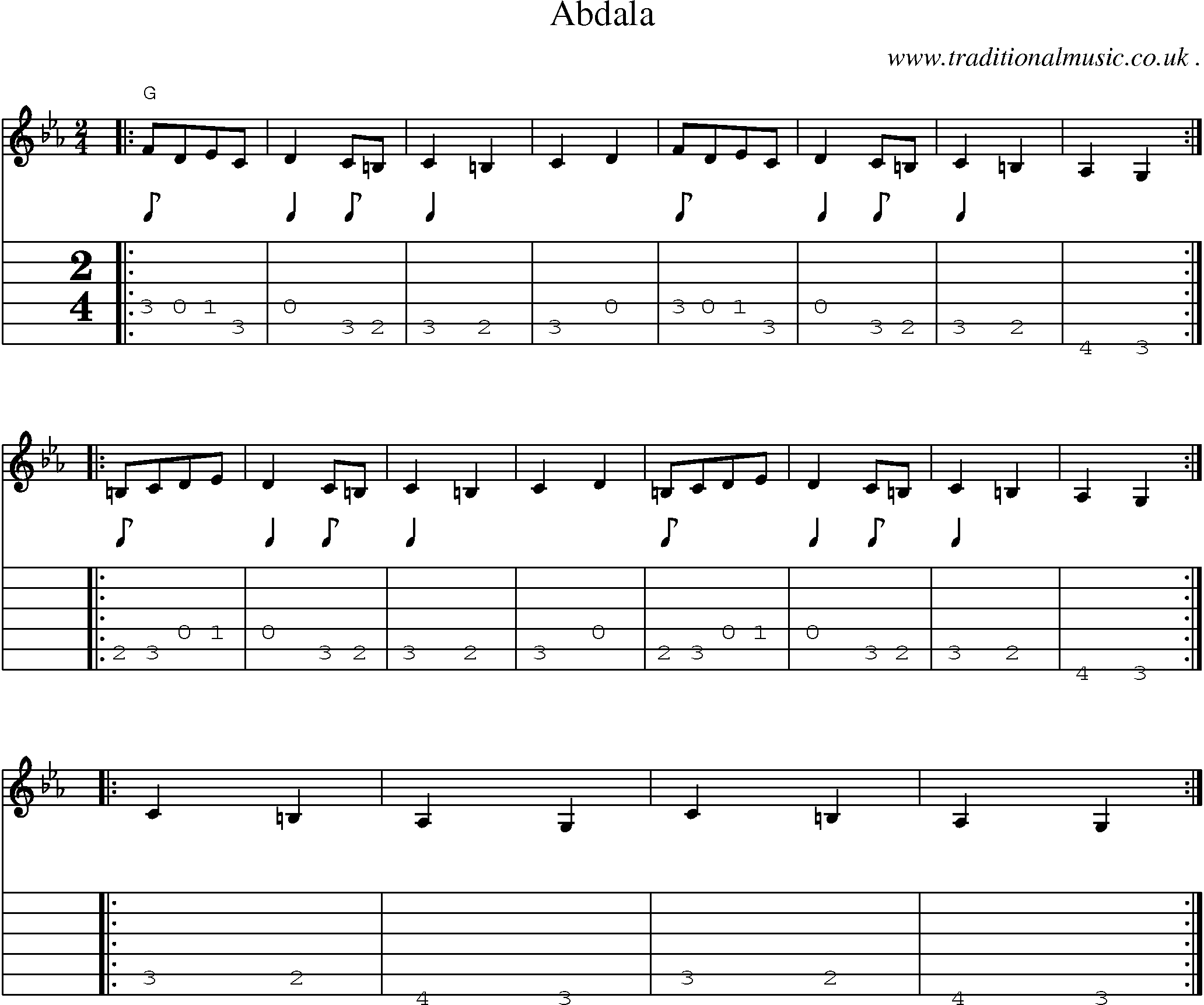 Sheet-Music and Guitar Tabs for Abdala