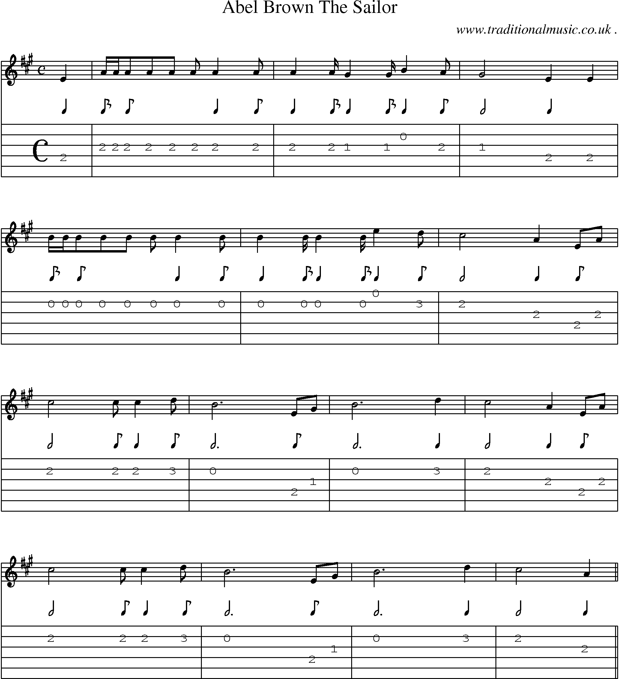 Sheet-Music and Guitar Tabs for Abel Brown The Sailor